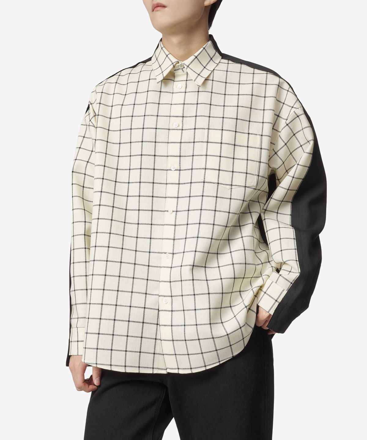 마르니(MARNI) 플레인 백 체크 울 셔츠 - 스톤 화이트 / CUMU0278Q1UTWA01CHW03