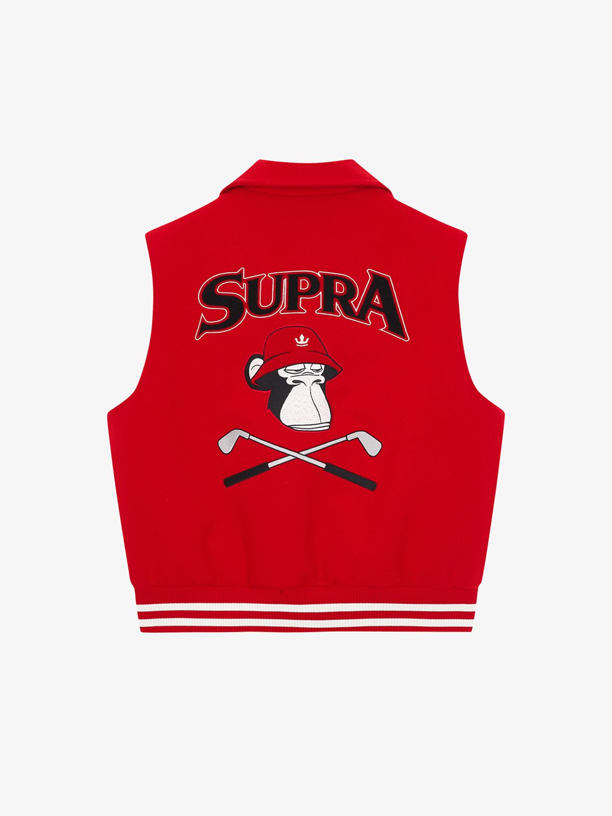 수프라(SUPRA) BAYC 여성 울 오버핏 바시티 베스트(RED)