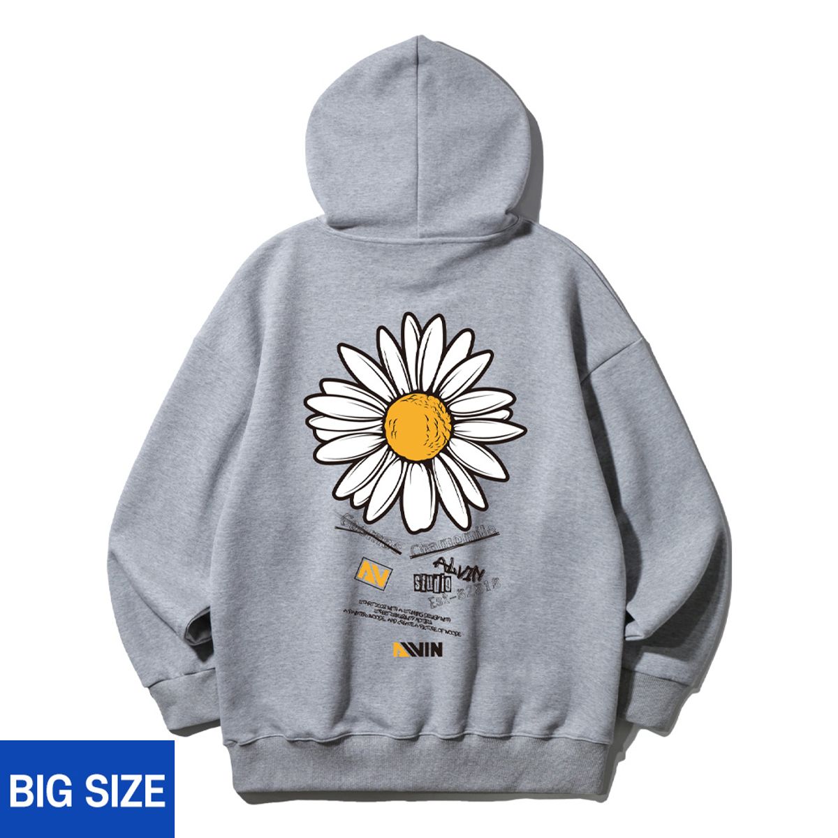 앨빈클로(ALVINCLO) [빅사이즈] 2XL~4XL 카모마일 오버핏 후드티 BE5689 (3 COLOR)