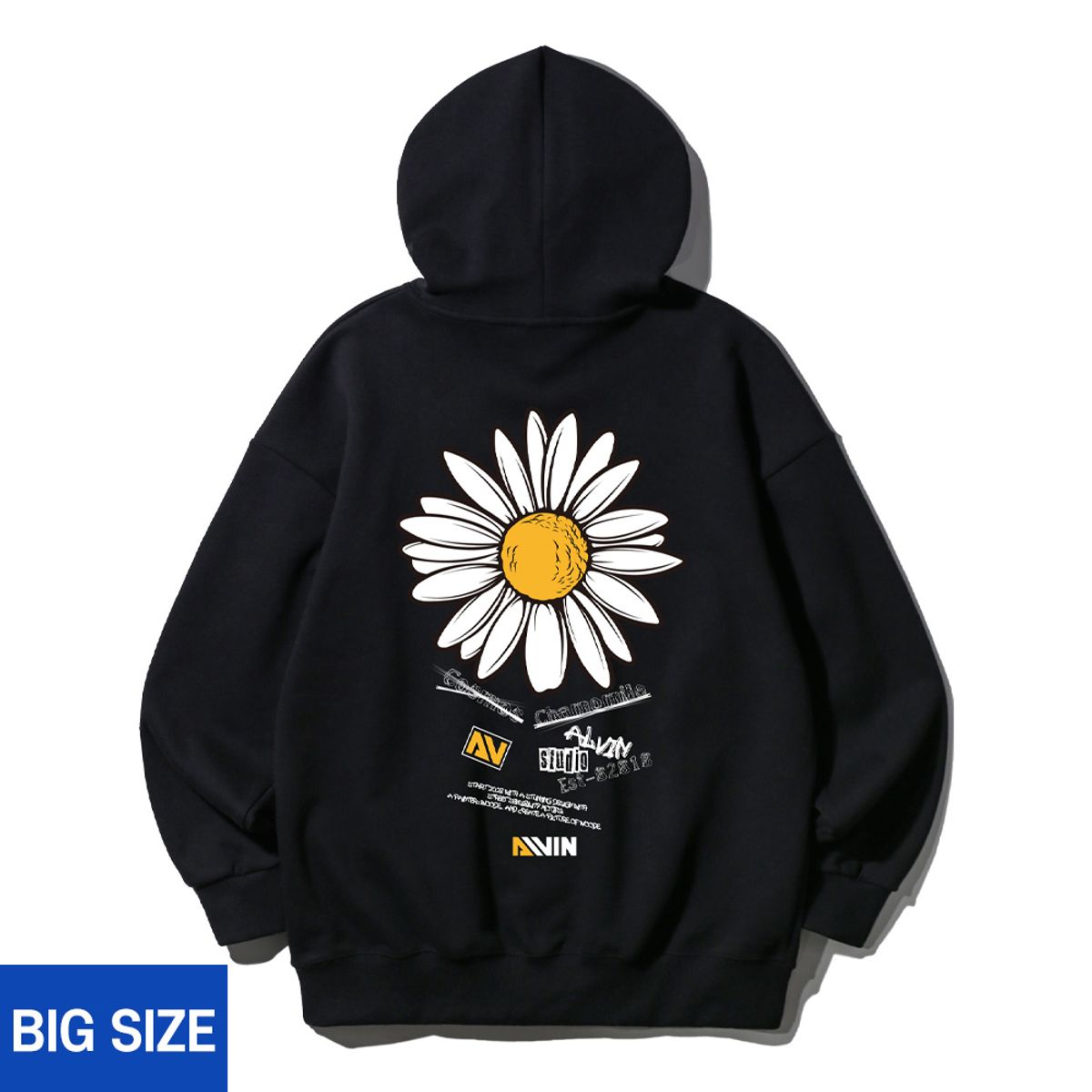앨빈클로(ALVINCLO) [빅사이즈] 2XL~4XL 카모마일 오버핏 후드티 BE5689 (3 COLOR)