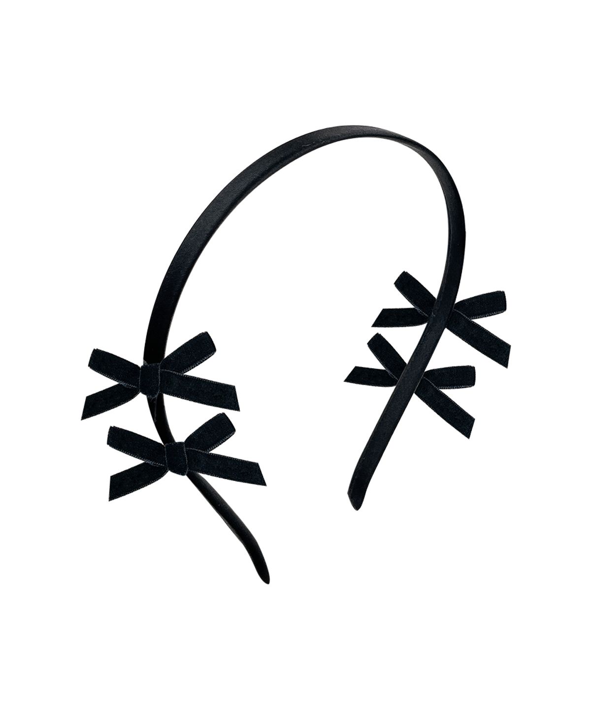 브이브이브이(VVV) 벨벳 미니 리본 머리띠 _ 블랙