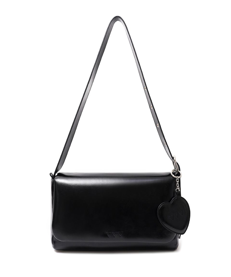 ★VVV ★ HEART MIRROR PADDED SHOULDER CROSS BAG MUSINSA公式 | VVV Heart mirror padded shoulder cross bag _ Black