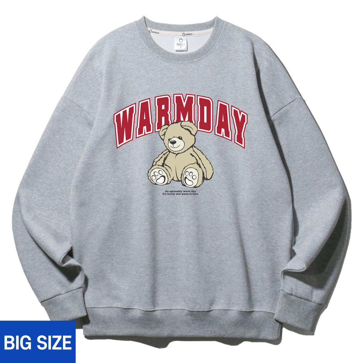 앨빈클로(ALVINCLO) [빅사이즈] 2XL~4XL WARMDAY 곰돌이 오버핏 맨투맨 BE5697 (4 COLOR)