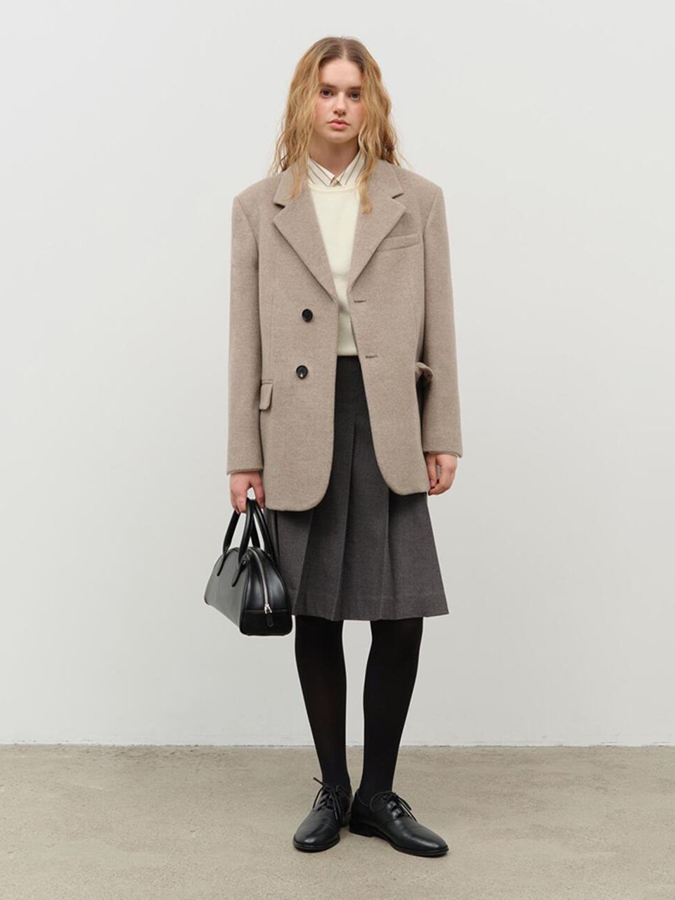 Dunst LAYERED HEAVY WOOL BLAZER - MELANGE GREY | Garmentory