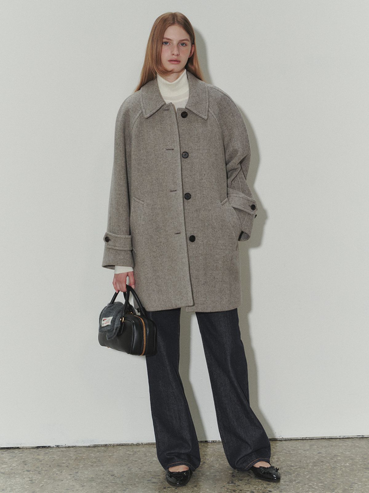 던스트(DUNST) HERRINGBONE HALF MAC COAT LIGHT GREY HERRINGBONE_UDCO3D234G1