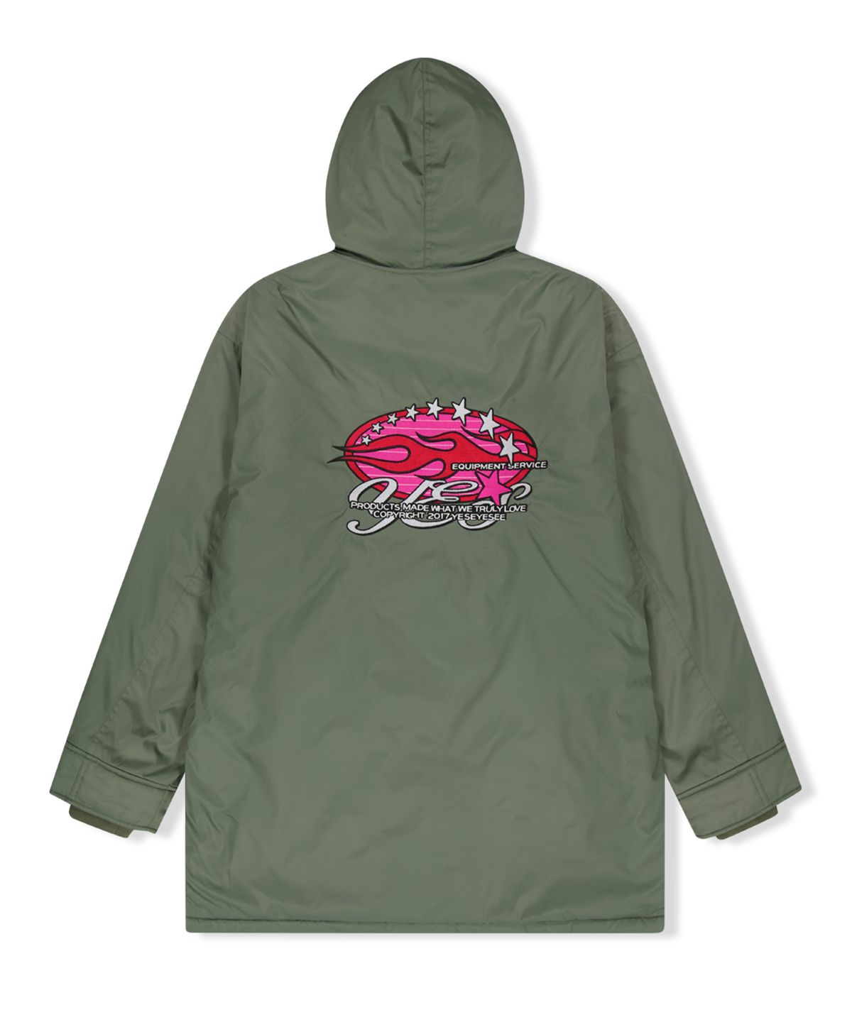 예스아이씨(YESEYESEE) Hairy Lining Long Parka Sage Green