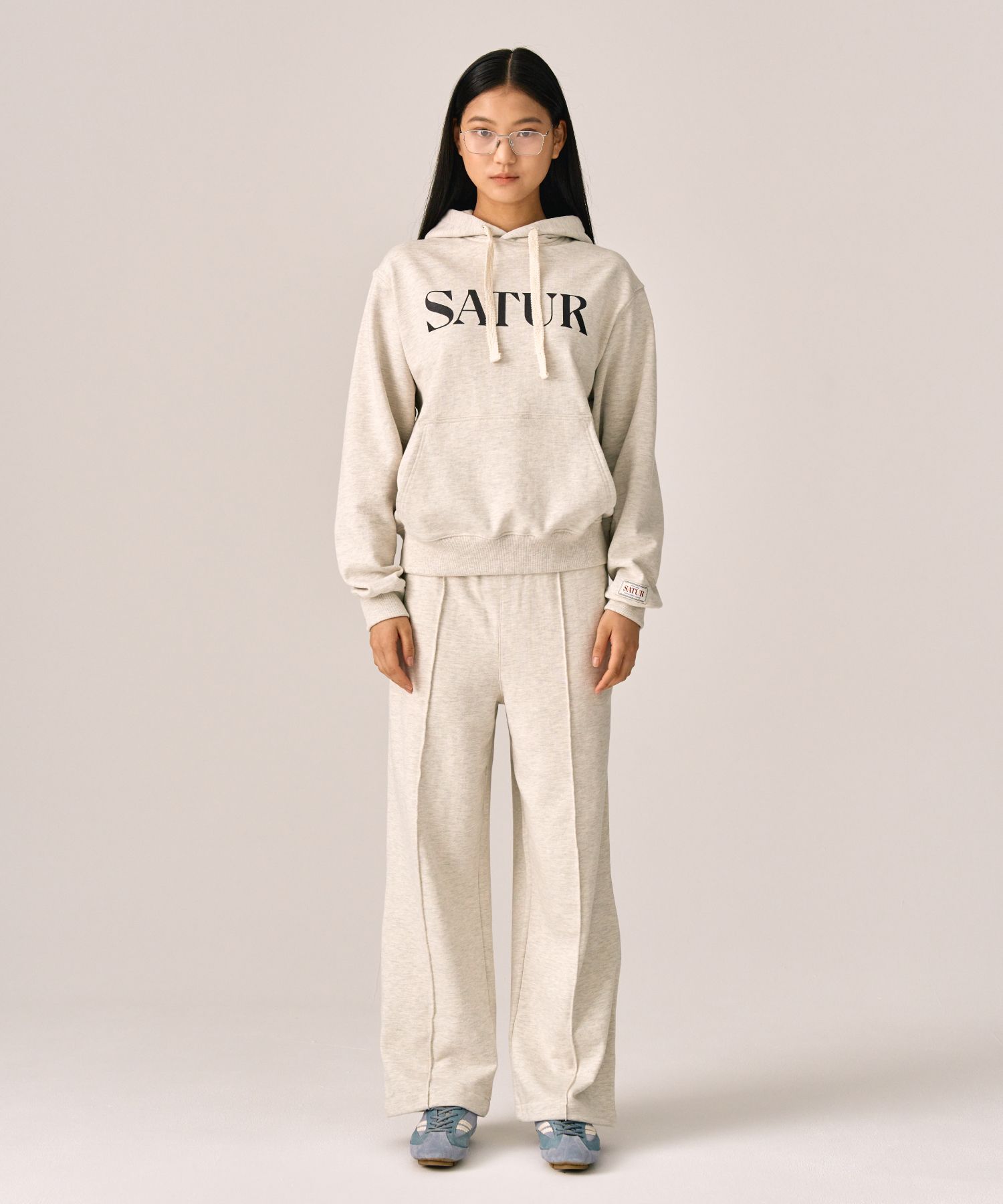 スウェット・トレーナー SATUR Classic logo sweatshirt melange ivory SA251MTM05MI org.jpg