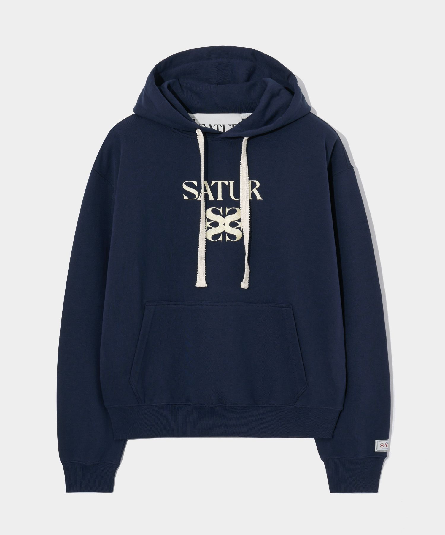 ★SATUR★ Classic Logo Sweatshirt Navy Yellow SA243UTM05AN MUSINSA | SATUR (W) Classic Logo Basic Sweatshirt Navy