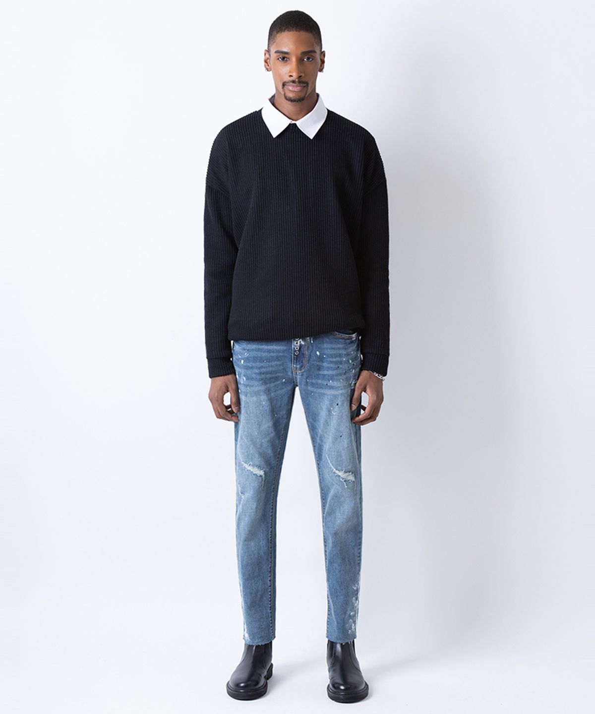 스트라이크(STRIKE) Medium Sprinkle Wash Eyelet Jeans (SLIM)