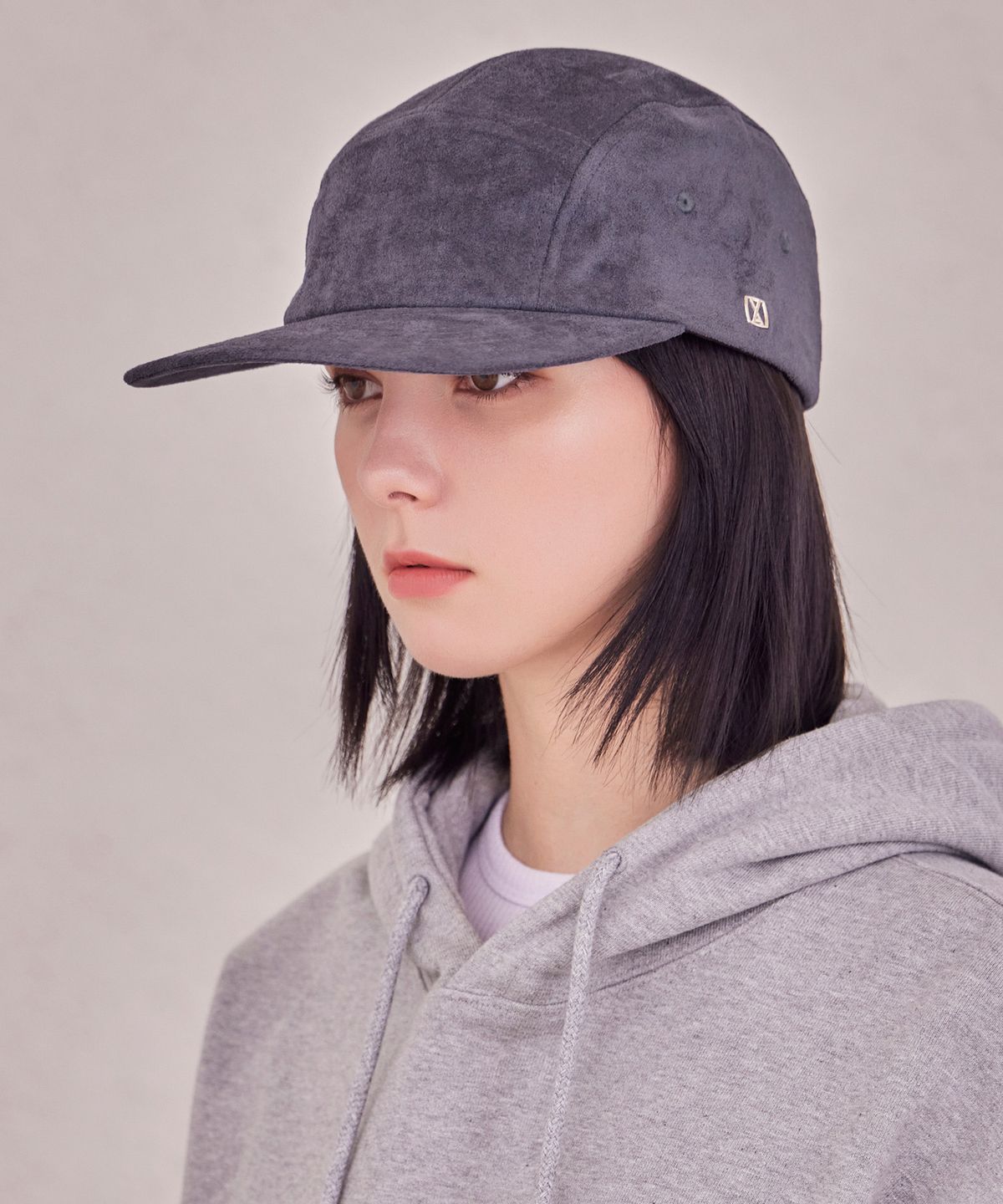 바잘(VARZAR) VA 스퀘어 스웨이드 캠프캡 챠콜