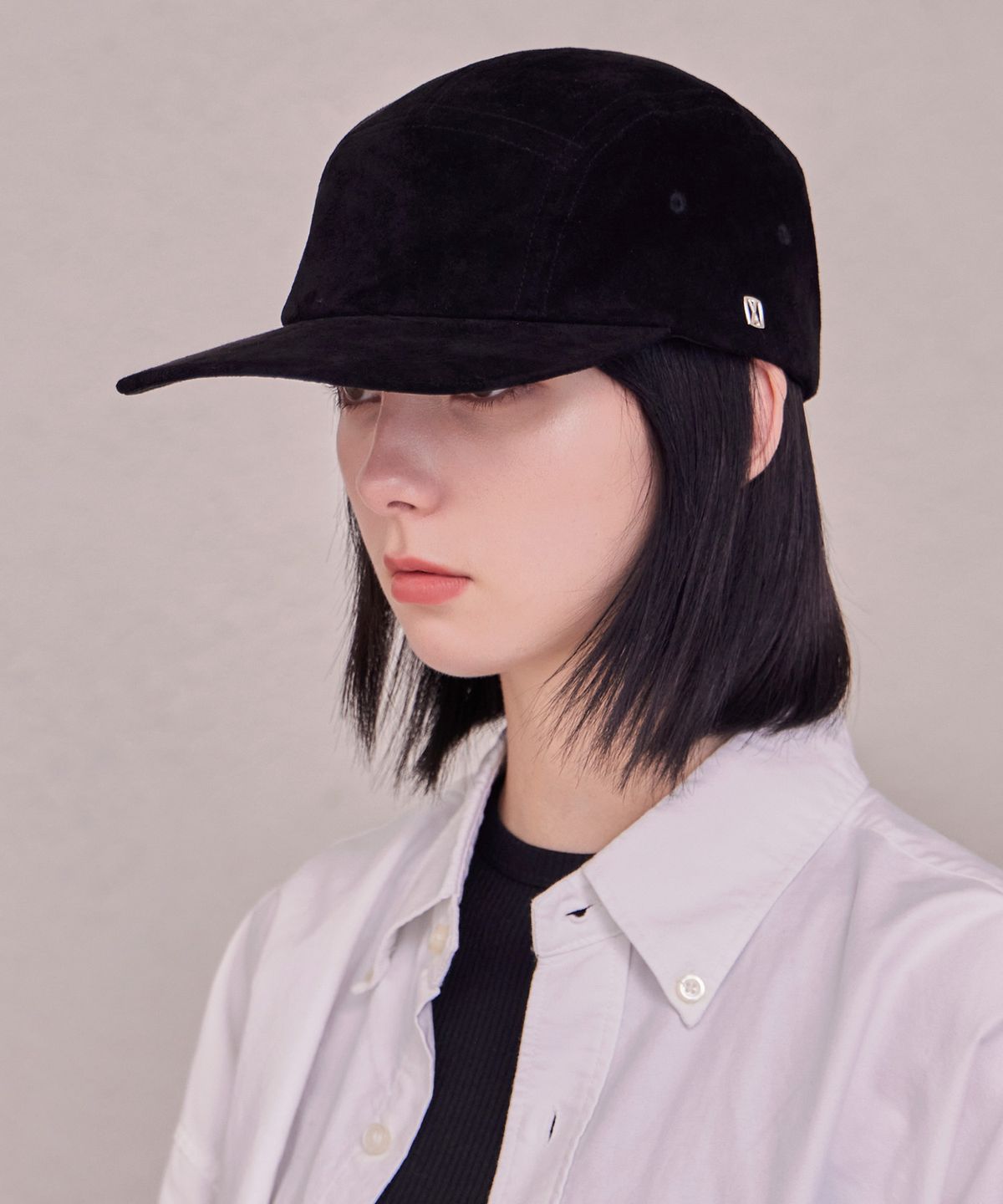 바잘(VARZAR) VA 스퀘어 스웨이드 캠프캡 블랙