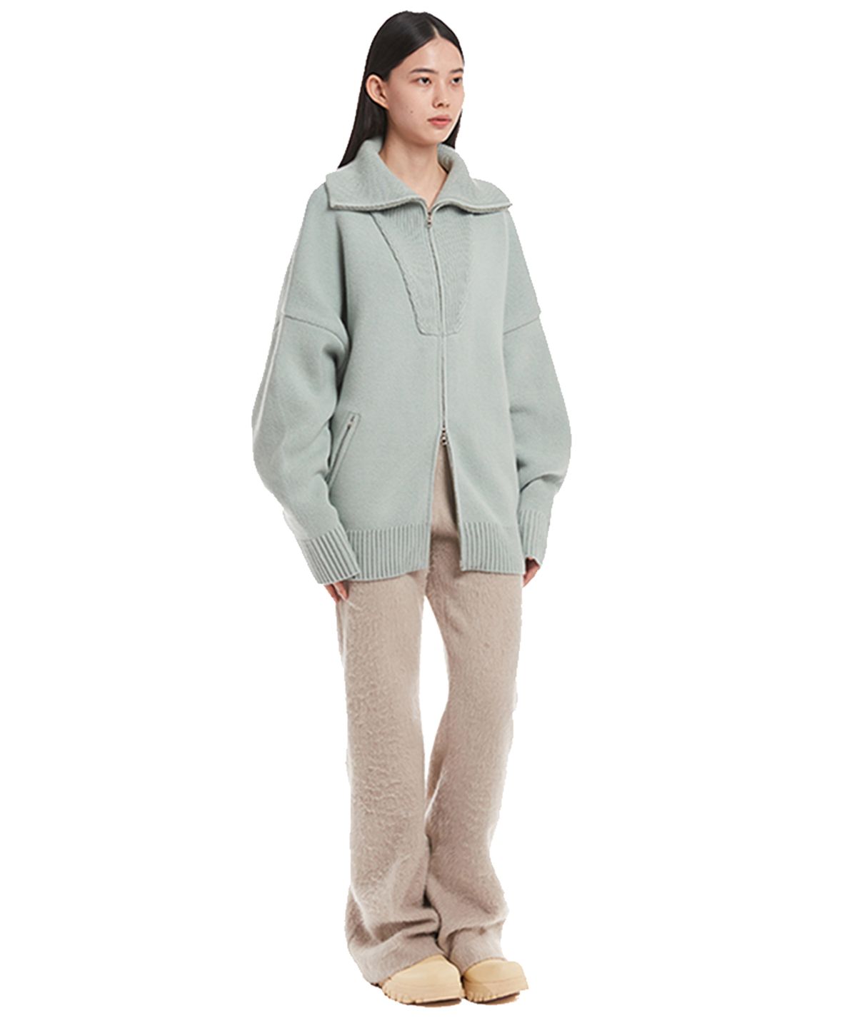 트렁크프로젝트(TRUNK PROJECT) Mint Turtleneck Zip-Up Knit Cardigan