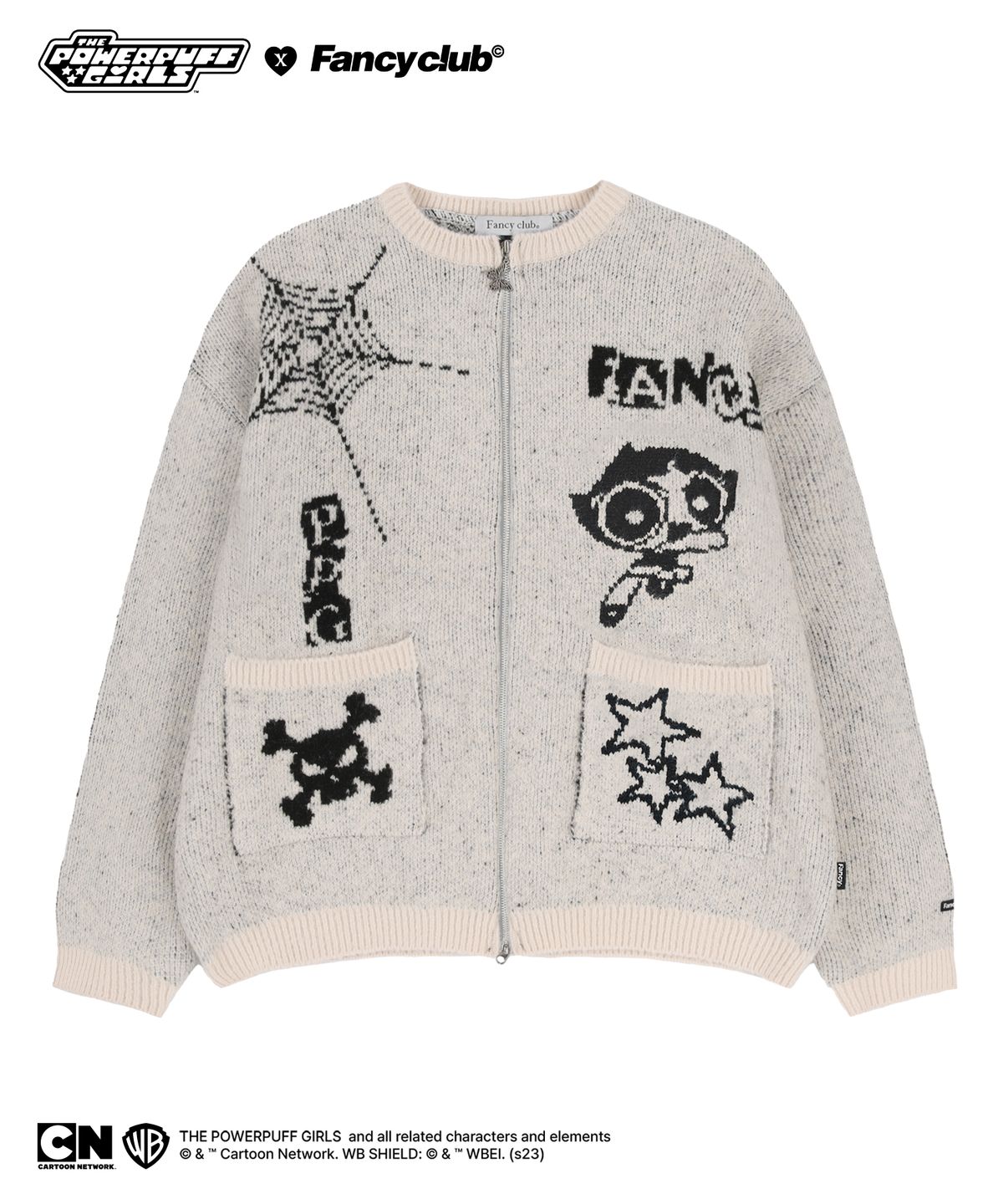 팬시클럽(FANCY CLUB) [PPG X FANCY] 버터컵 그래픽 니트 집업 (BEIGE)_F23PG1033
