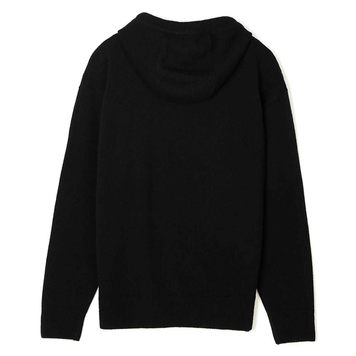 건지 울른스(Guernsey Woollens) 메리노 울 후드 스웨터 - 블랙