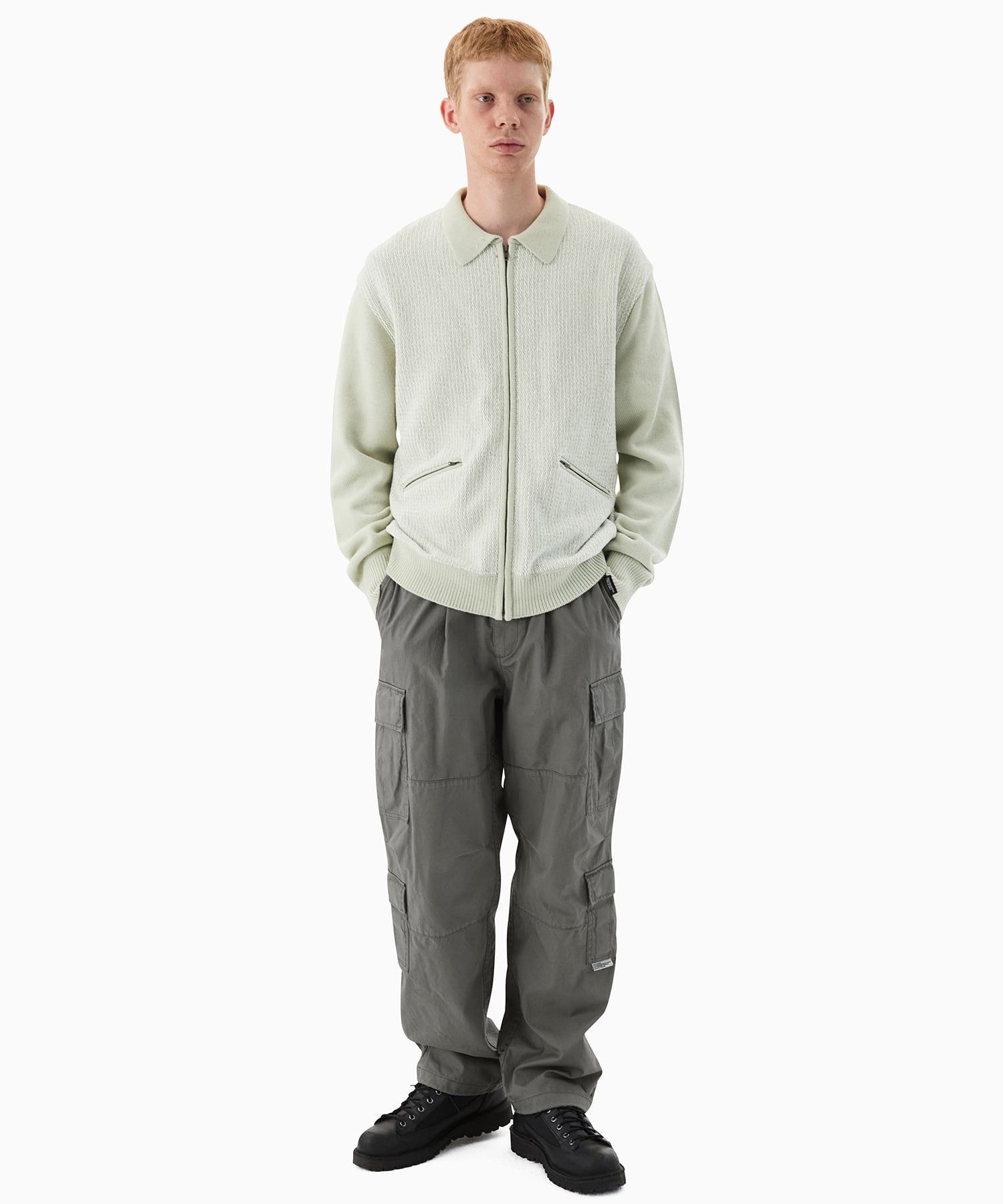 MUSINSA公式 | thisisneverthat® Velvet Knit Zip Polo Ivory