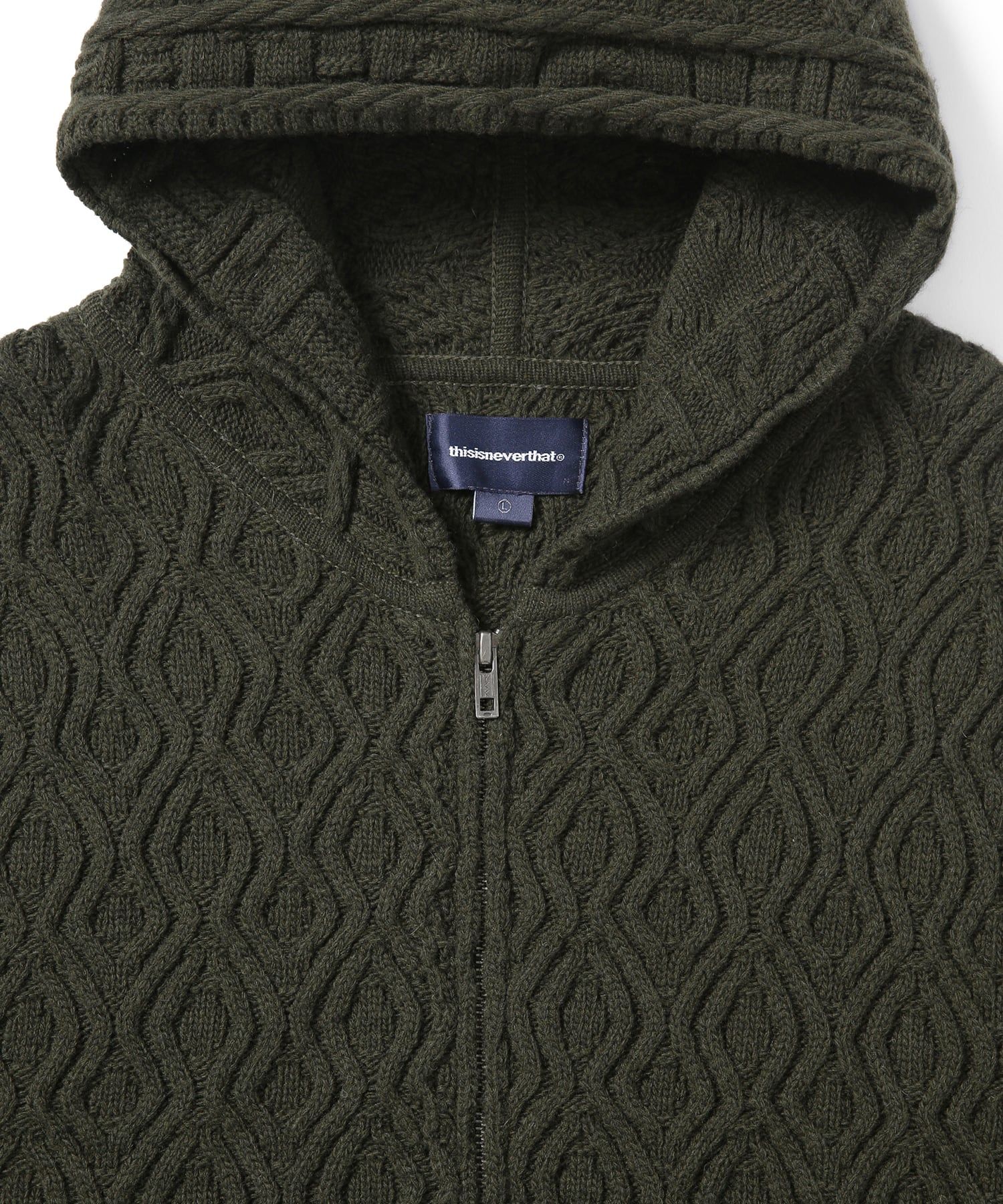 さらに100円引き◆thisisneverthat◆Cable Knit Zip Hoodie Cable Knit Zip Hoodie - thisisneverthat®