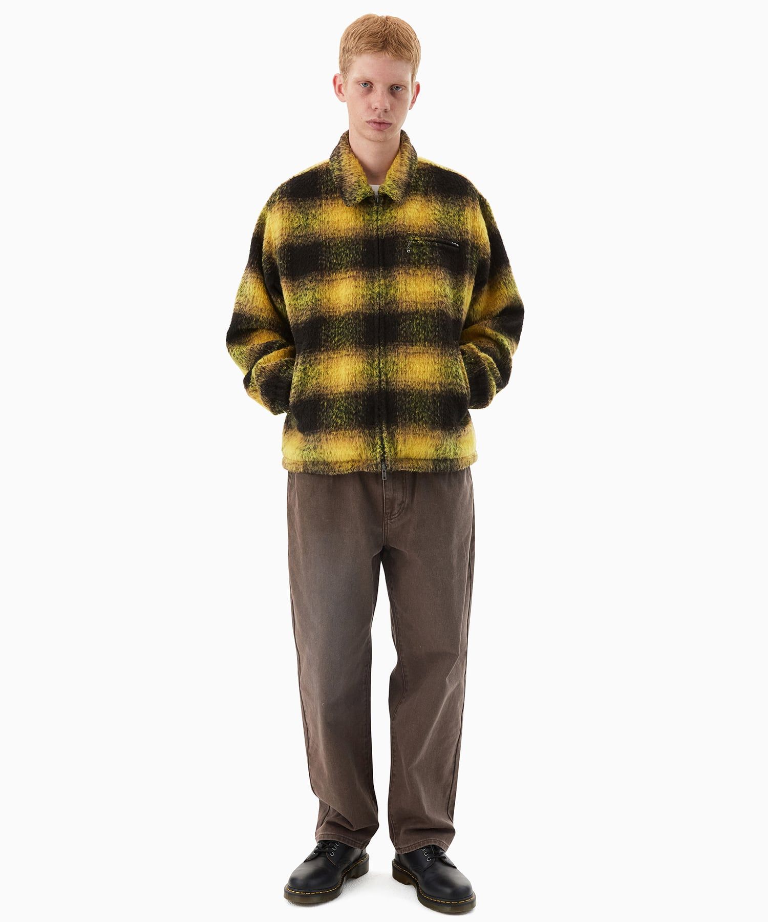 MUSINSA | thisisneverthat® Brushed Check Jacket Yellow