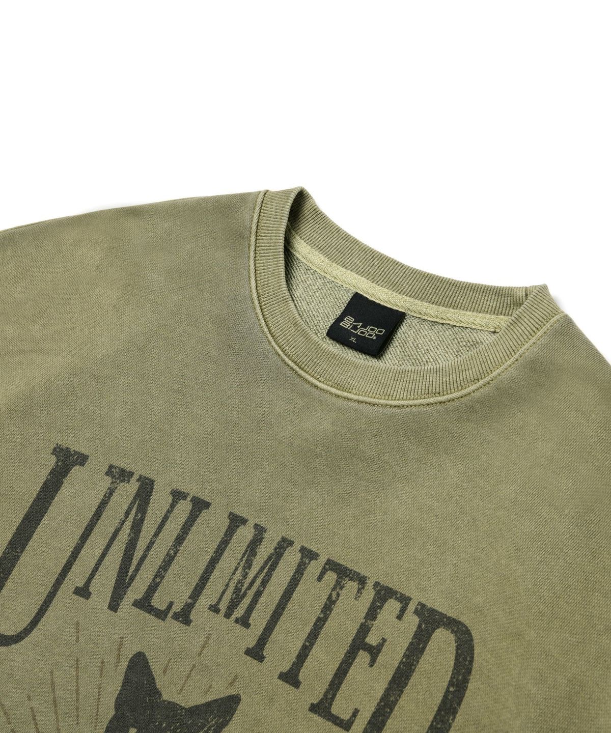 바쥬비쥬(BAJOO BIJOO) Unlimited Cat Pigment Sweatshirt [Khaki]