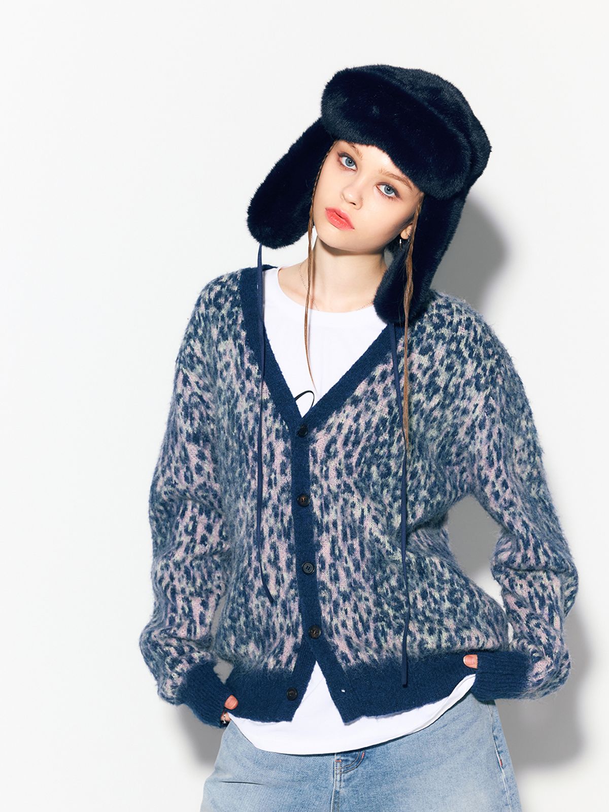 에즈이프 캘리(ASIF CALIE) VEGAN FUR TRAPPER HAT NAVY