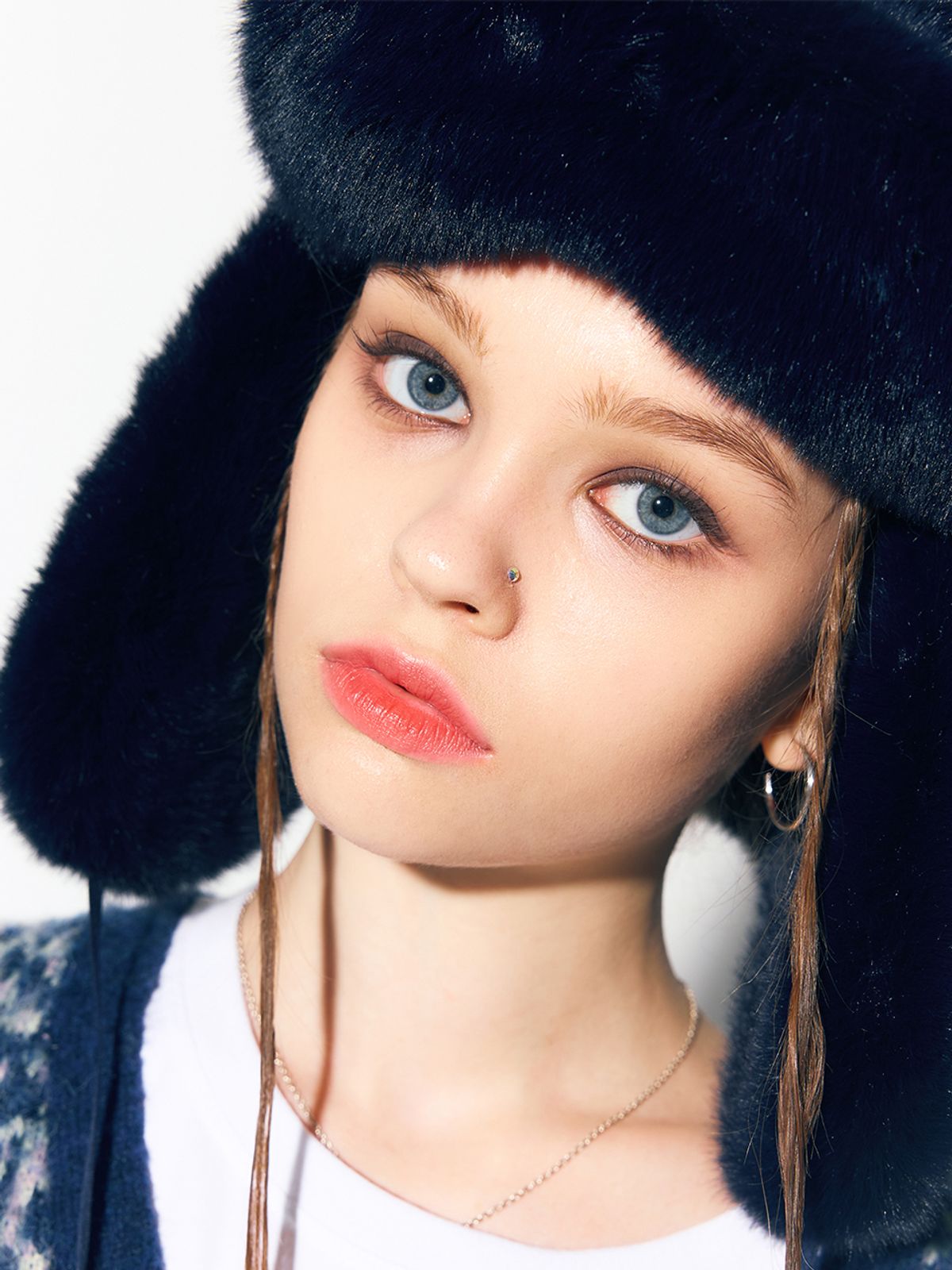 에즈이프 캘리(ASIF CALIE) VEGAN FUR TRAPPER HAT NAVY
