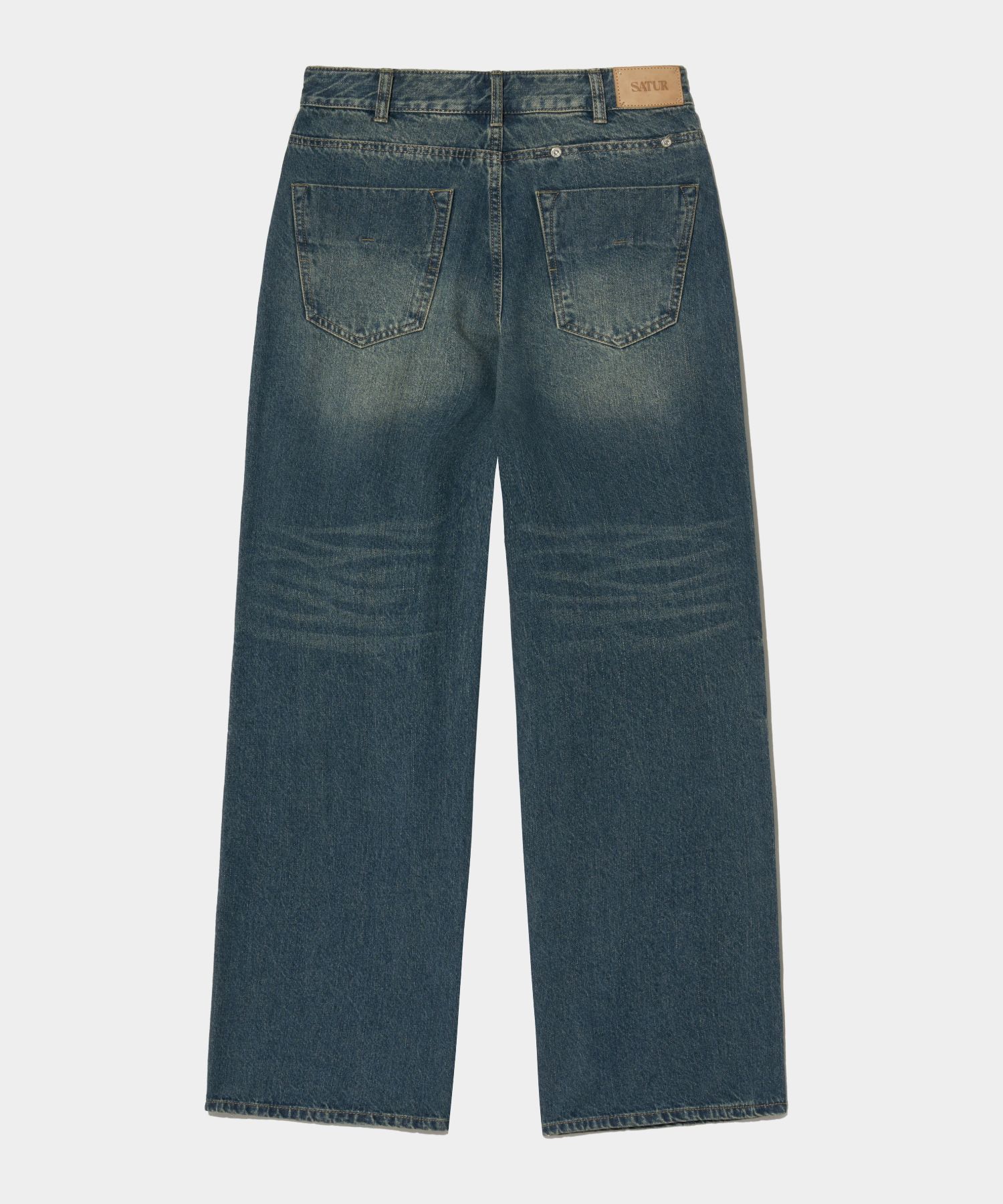 ★SATUR★ Rain Wide Straight Denim Pants Light Washed Blue MUSINSA | SATUR (W) Rain Mid-rise Straight Denim Pants Union