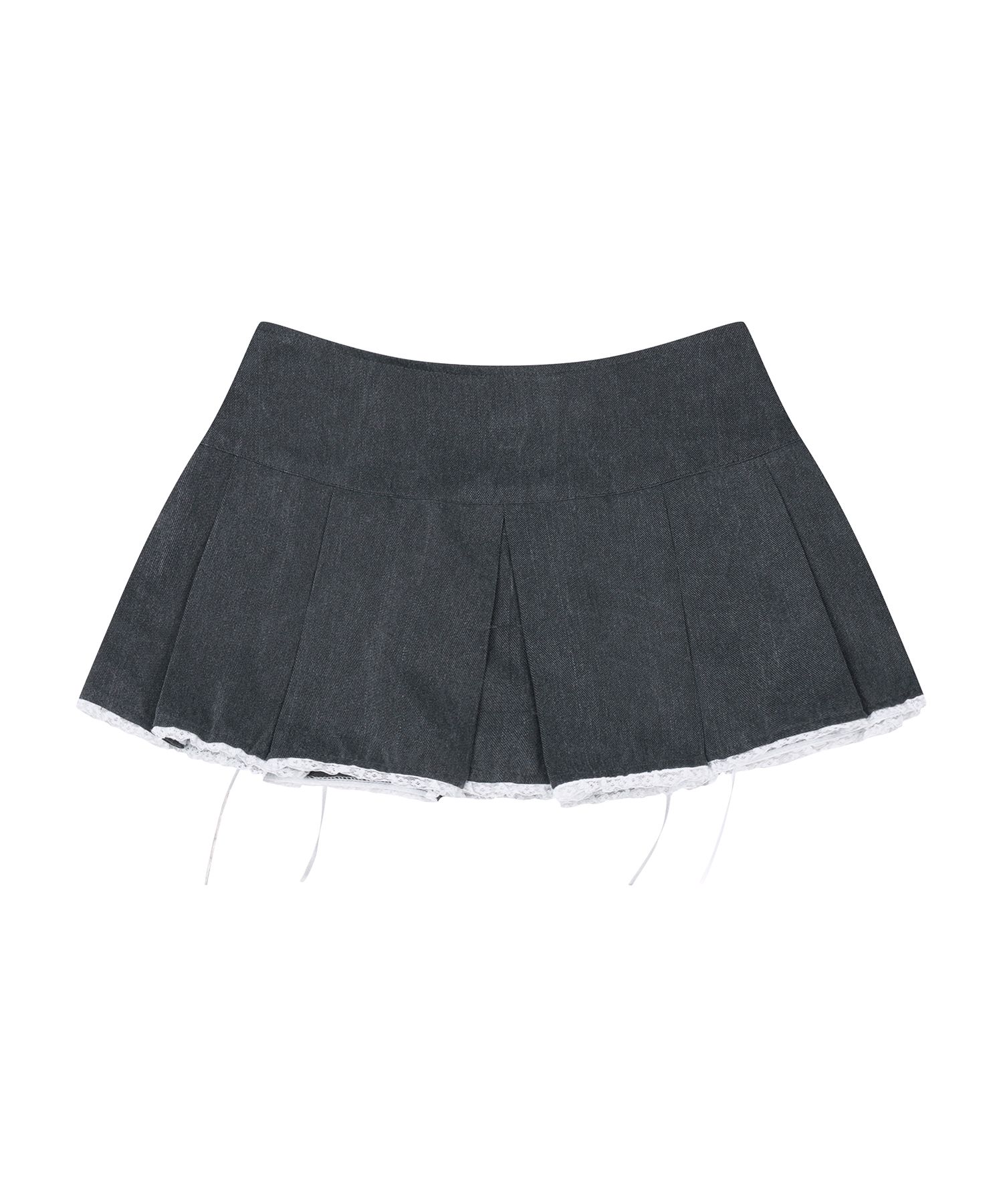 MUSINSA | MOON FAIRY MF Bonnie Ribbon Pleated Skirt - Gray