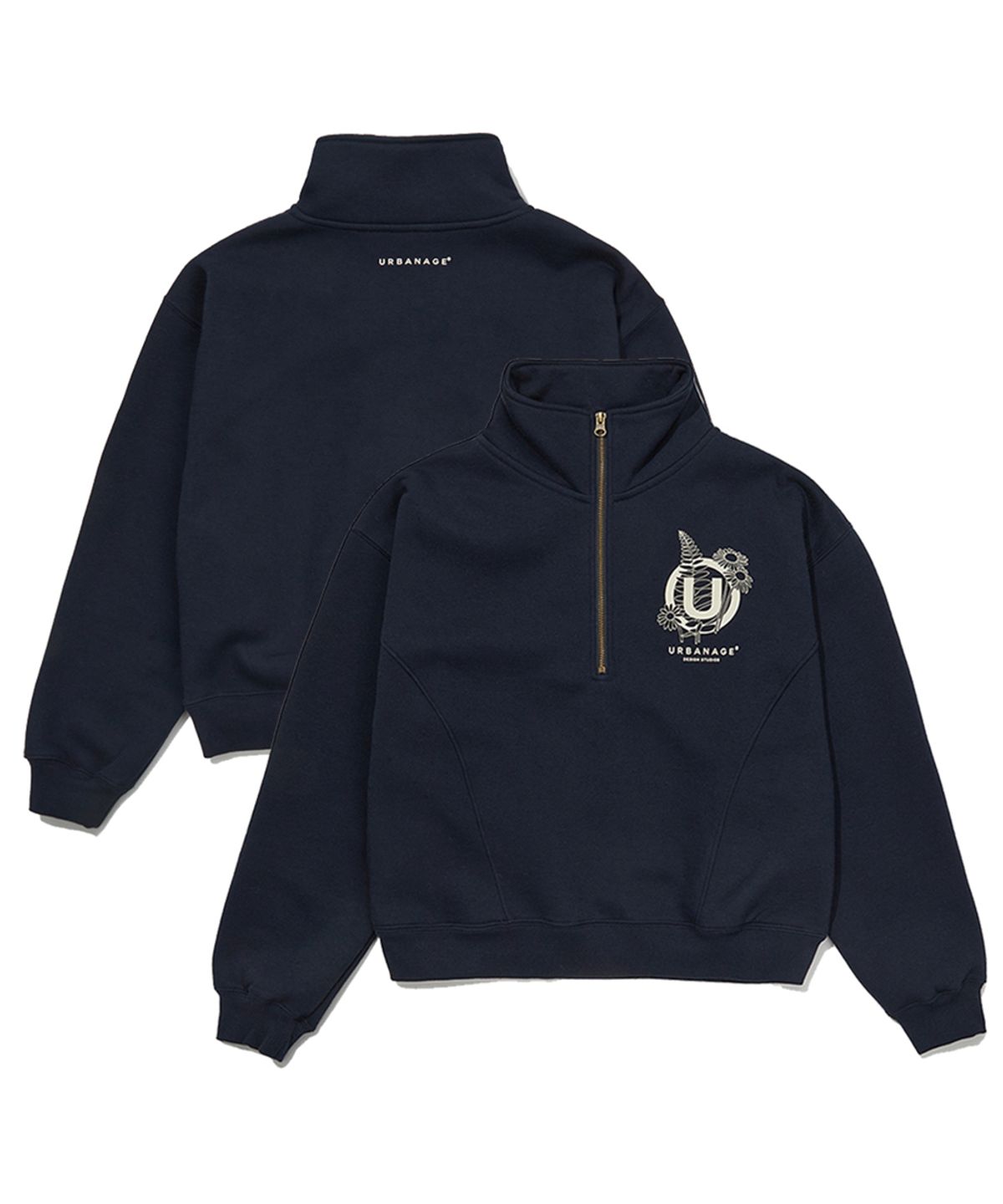 어반에이지(URBANAGE) [2PACK] 플라워 W 하프집업 (3 Color)