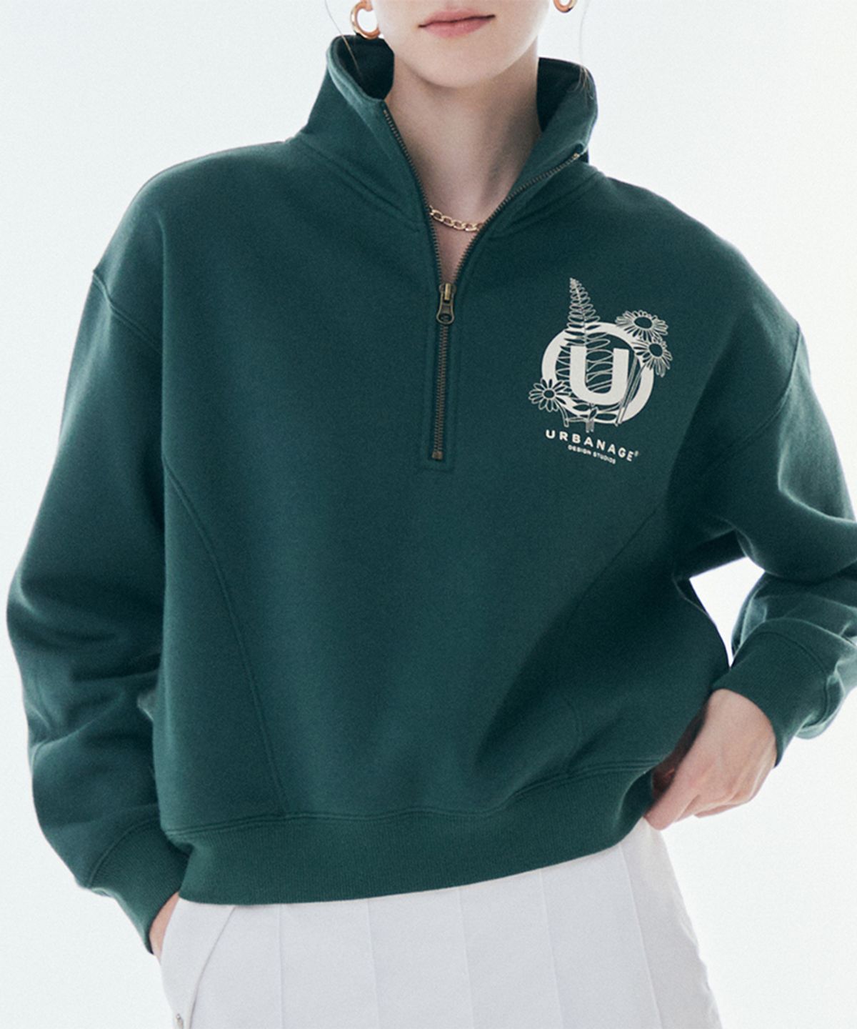 어반에이지(URBANAGE) [2PACK] 플라워 W 하프집업 (3 Color)