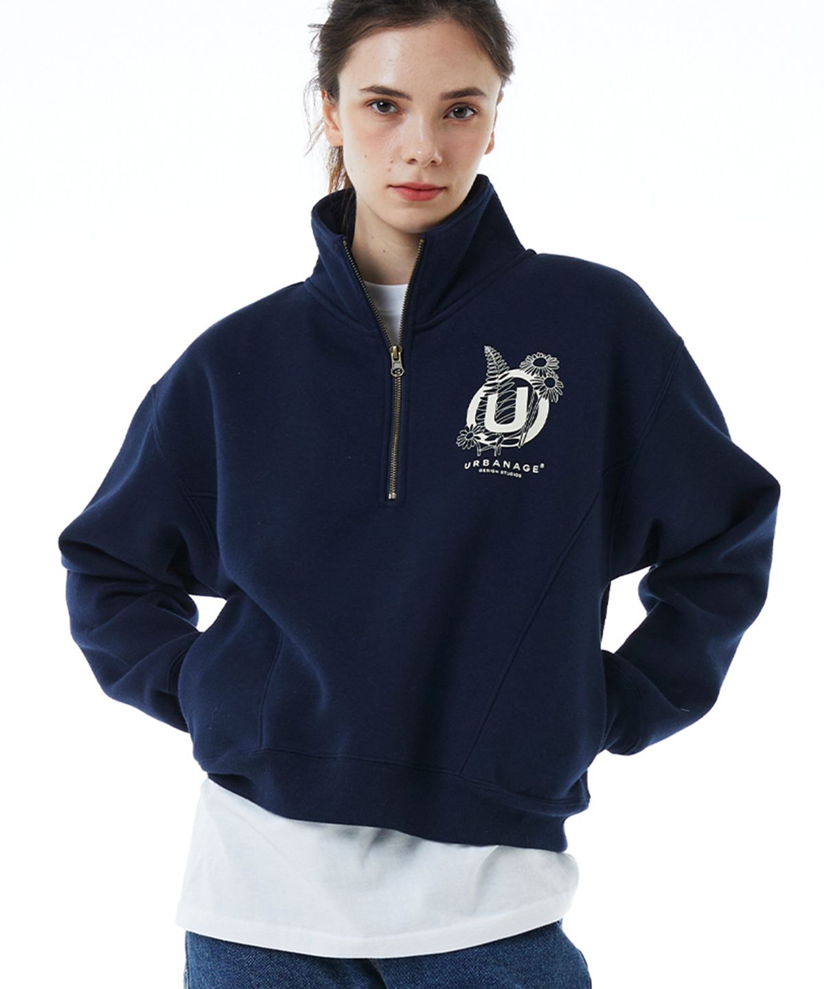 어반에이지(URBANAGE) [2PACK] 플라워 W 하프집업 (3 Color)