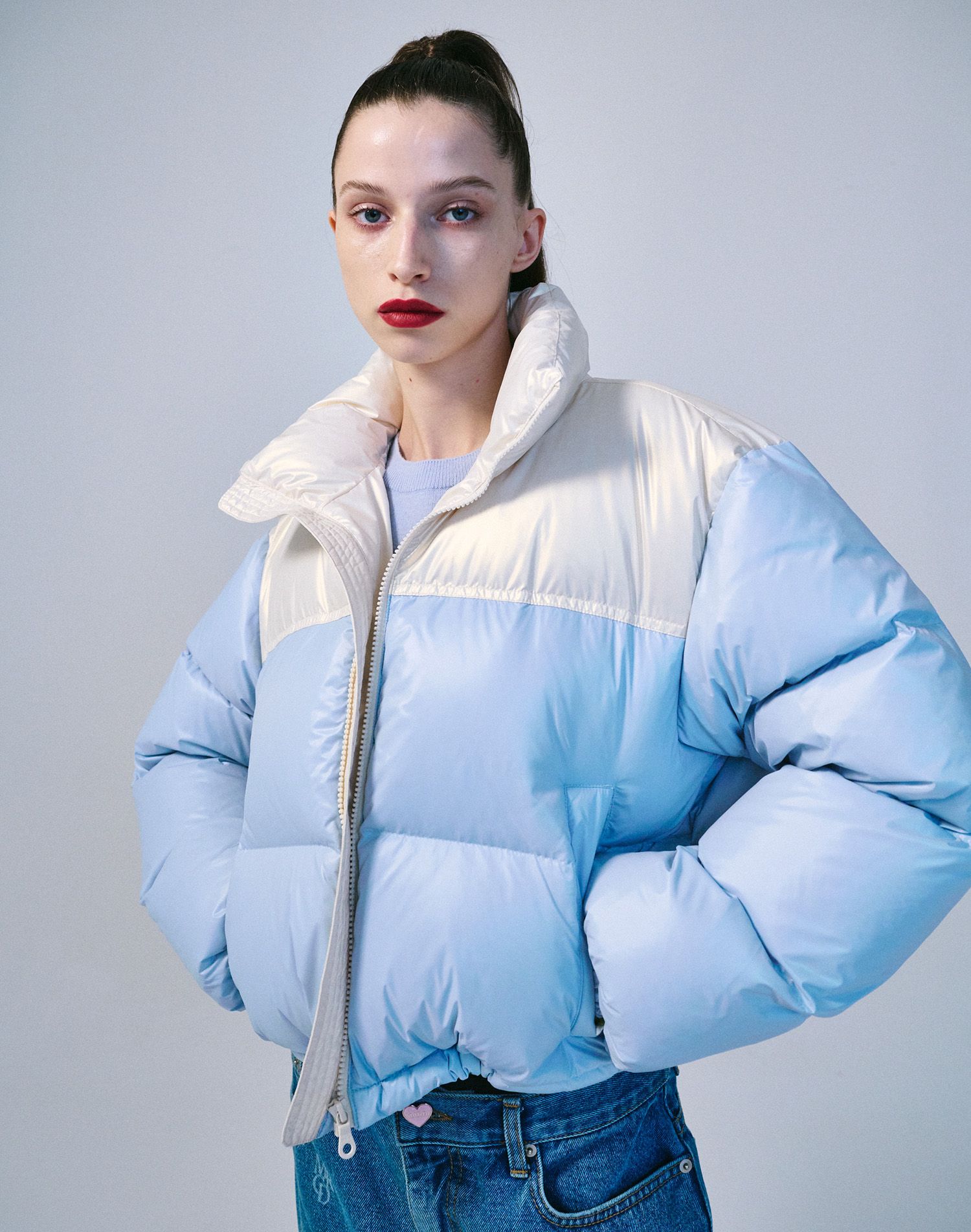 ★MARDI MERCREDI★CROPPED DOWN JACKET COLOR BLOCK_SKY★ MUSINSA | MARDI MERCREDI CROPPED DOWN JACKET COLOR BLOCK_SKY