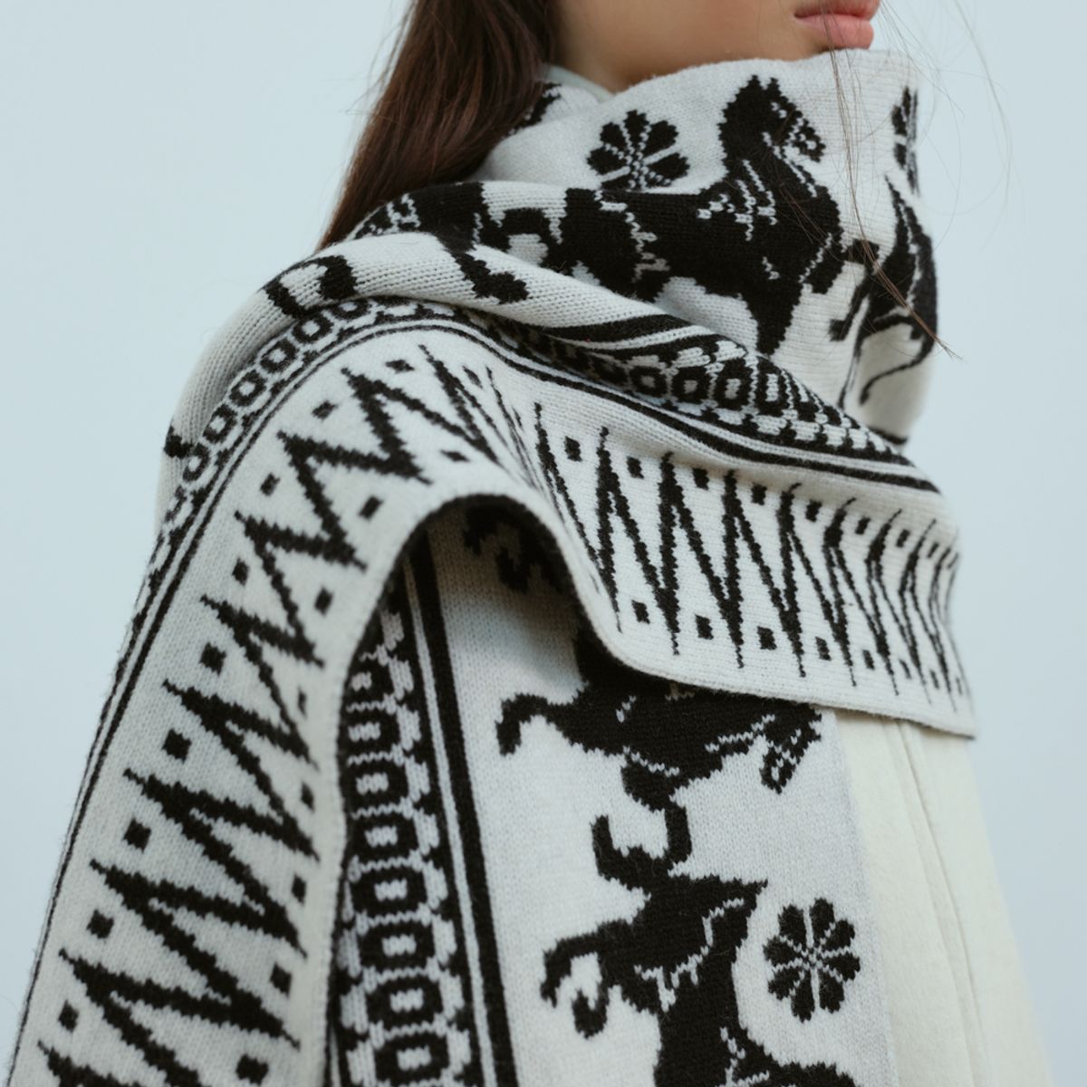 문스워드(MOONSWARD) BLACK & WHITE CLASSIC PATTERN MUFFLER