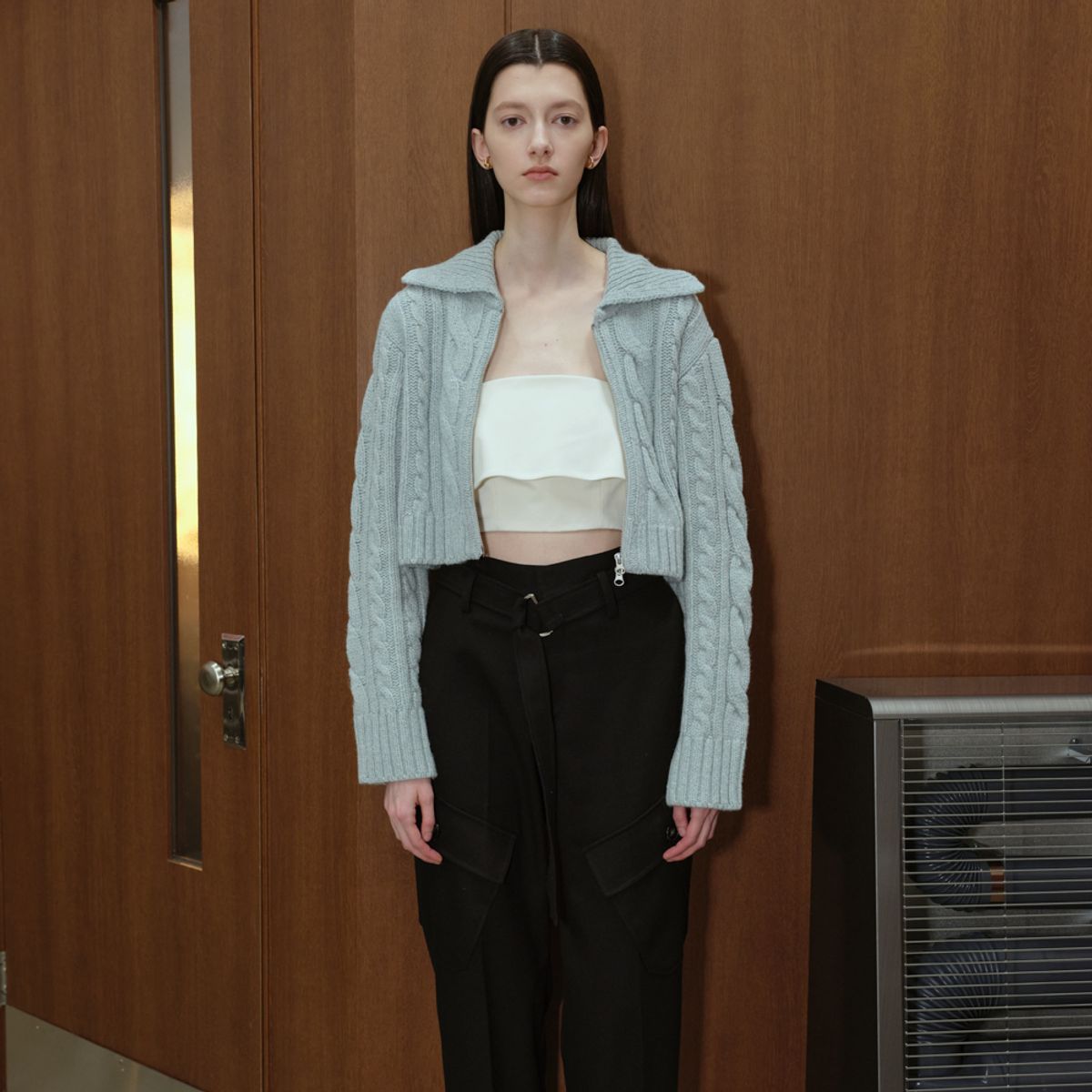 문스워드(MOONSWARD) SKY CABLE ZIP-UP CARDIGAN