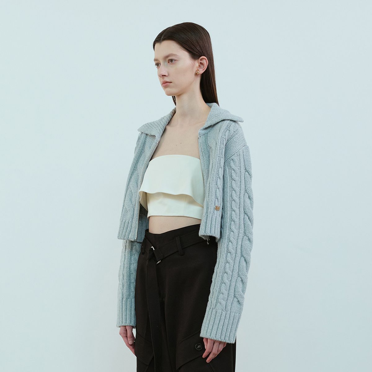 문스워드(MOONSWARD) SKY CABLE ZIP-UP CARDIGAN