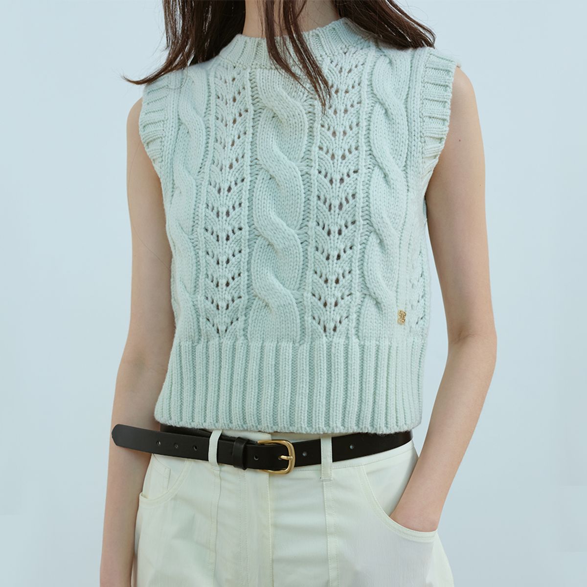 문스워드(MOONSWARD) MINT CABLE KNIT VEST