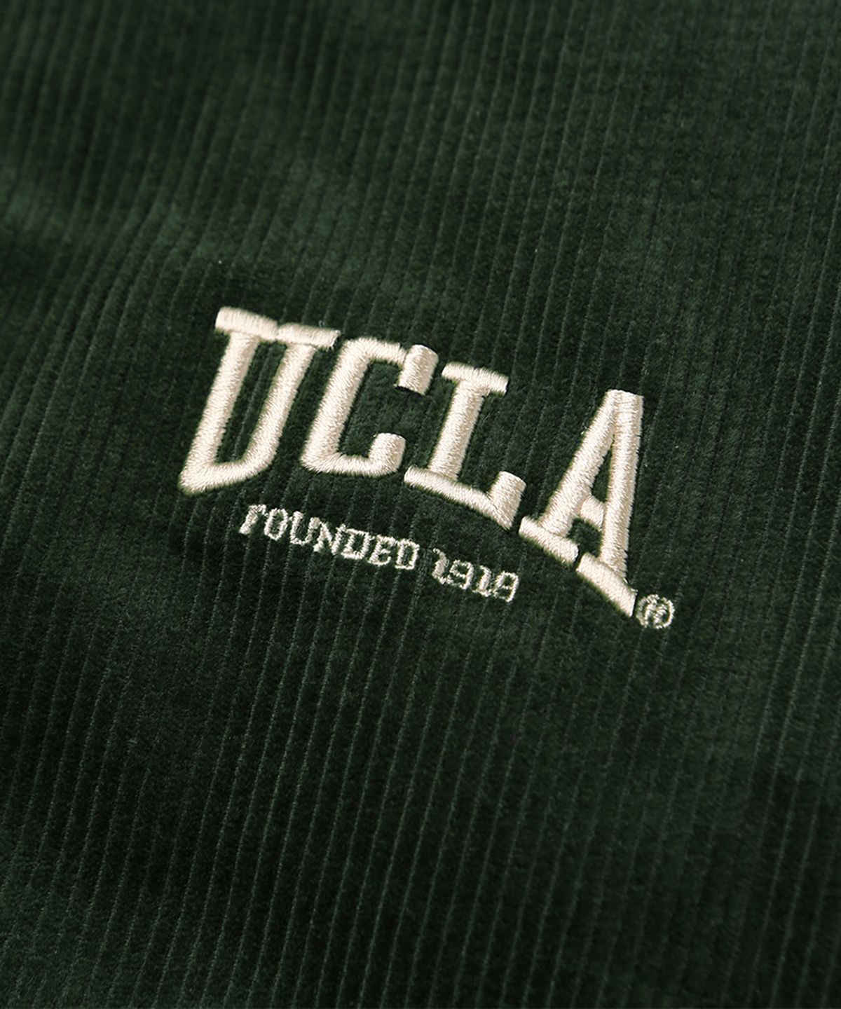 유씨엘에이(UCLA) 남여공용 자수 코듀로이 바시티 패딩 점퍼[KHAKI](UZAUJ83_65)