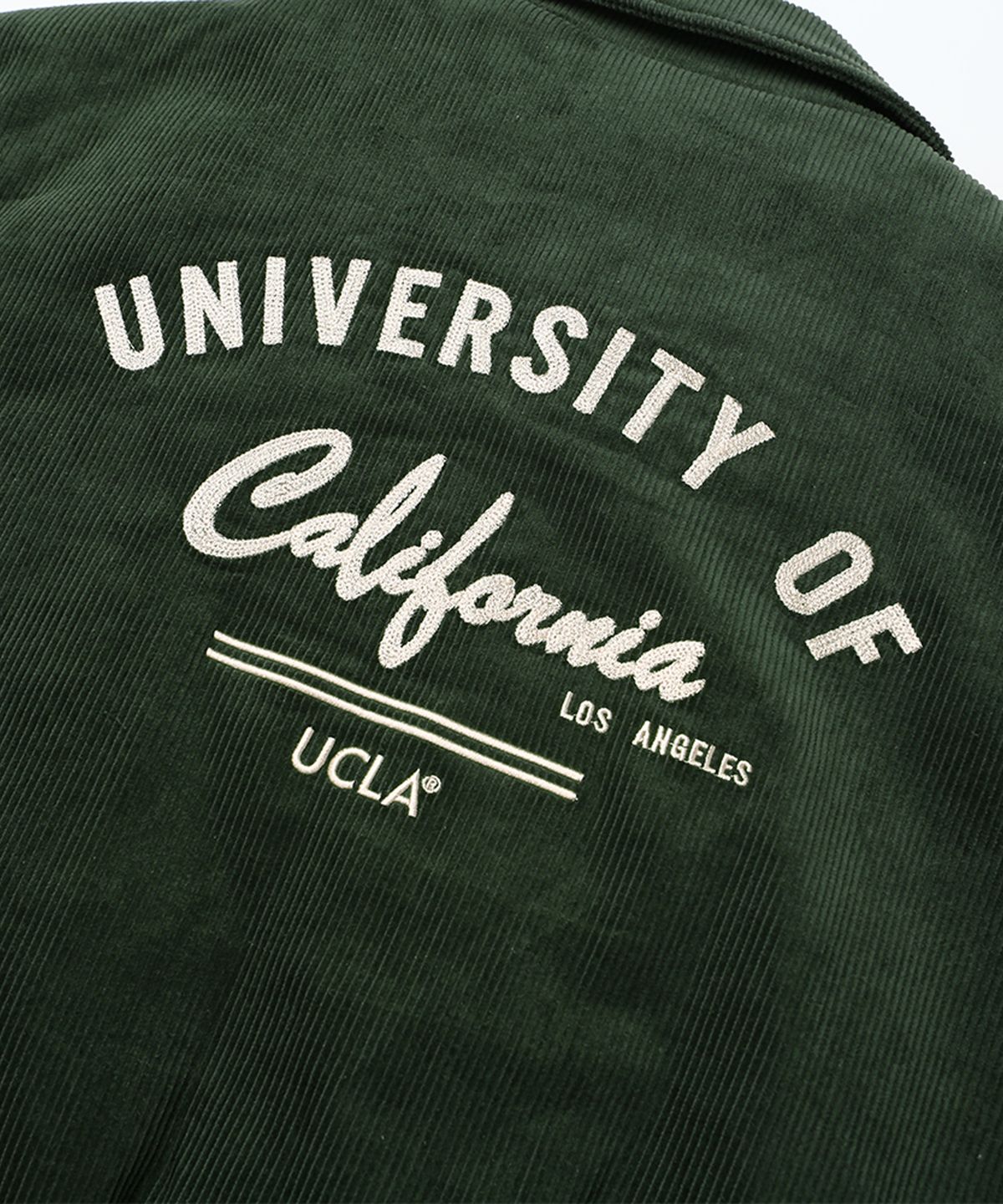 유씨엘에이(UCLA) 남여공용 자수 코듀로이 바시티 패딩 점퍼[KHAKI](UZAUJ83_65)