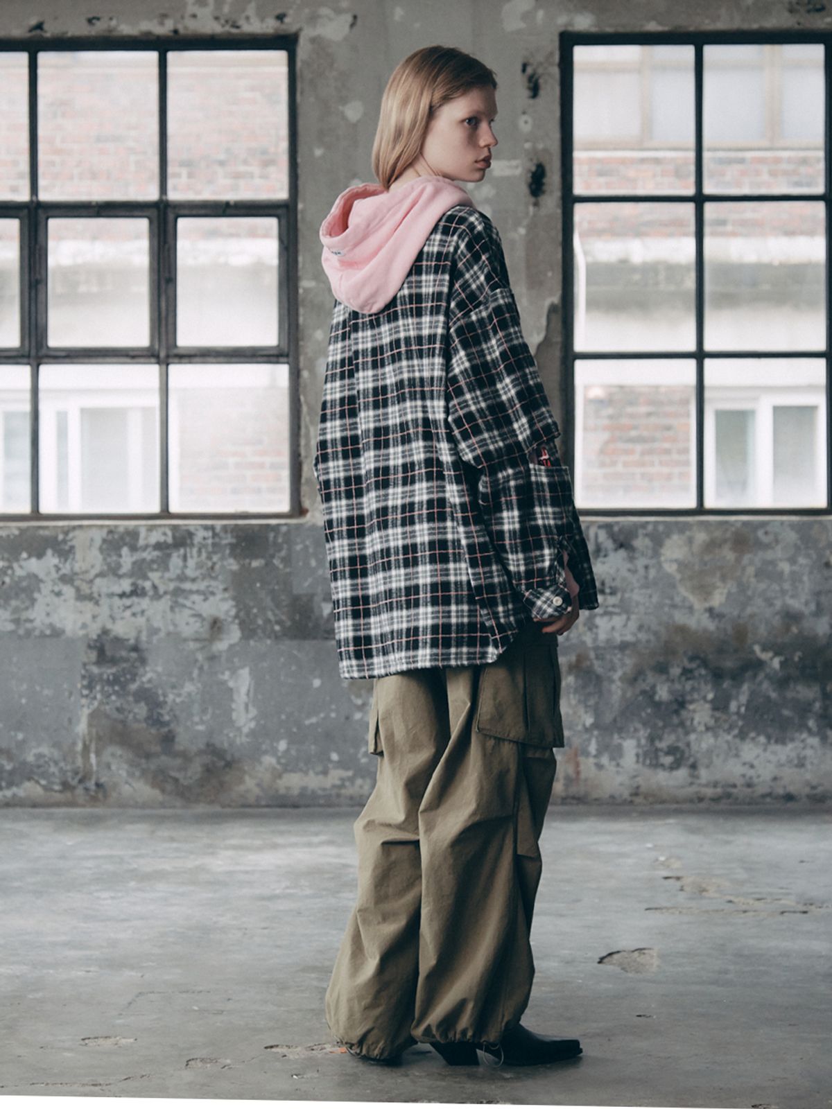 에즈이프 캘리(ASIF CALIE) HOODIE LAYER CHECK SHIRT BLACK