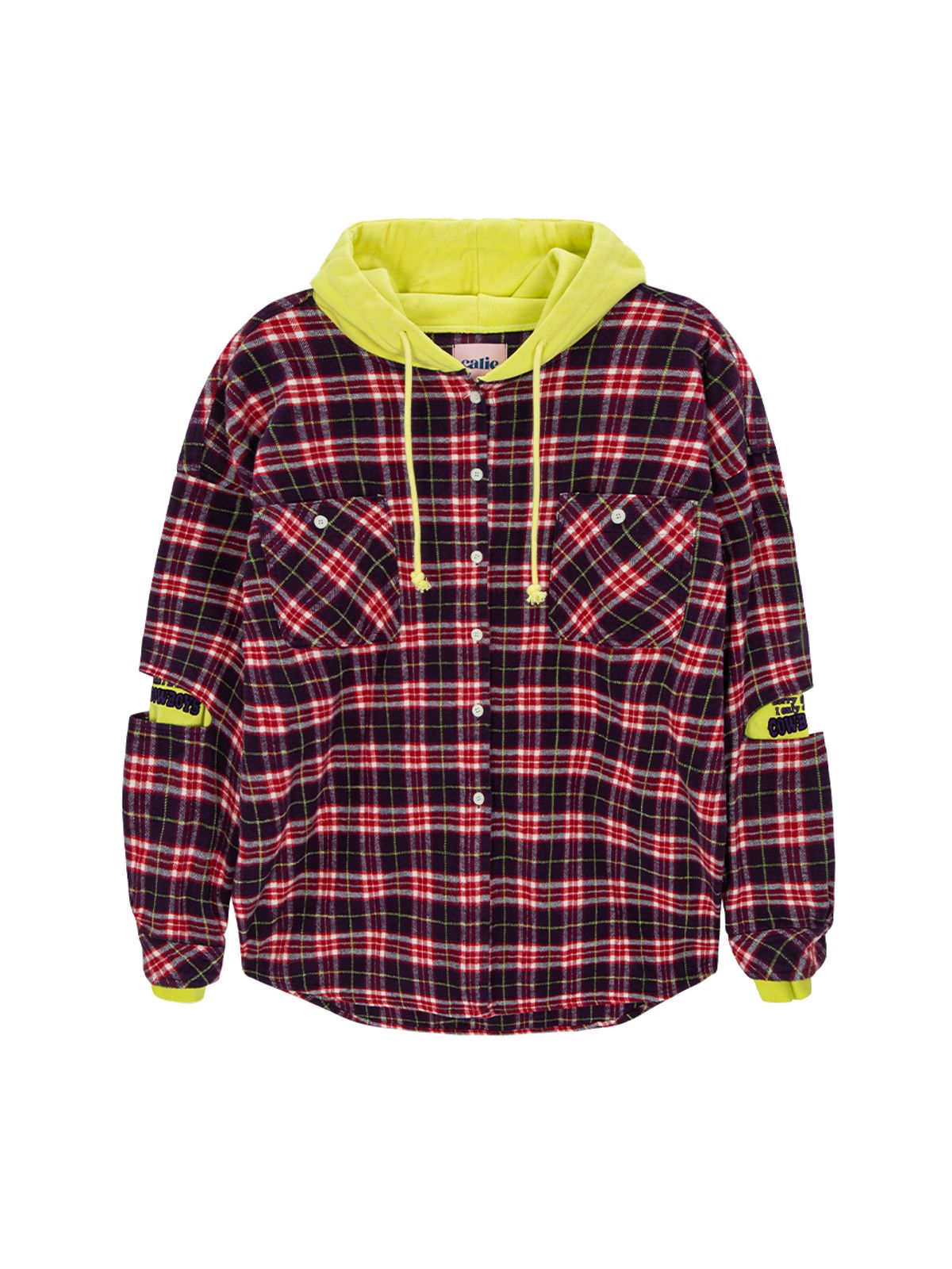 에즈이프 캘리(ASIF CALIE) HOODIE LAYER CHECK SHIRT PURPLE