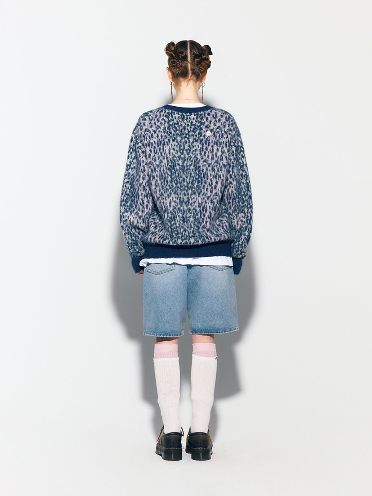 에즈이프 캘리(ASIF CALIE) LEOPARD KNIT CARDIGAN NAVY
