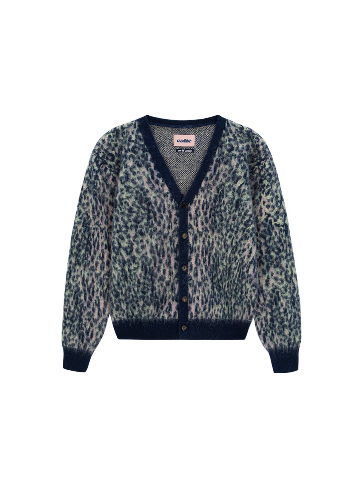 에즈이프 캘리(ASIF CALIE) LEOPARD KNIT CARDIGAN NAVY