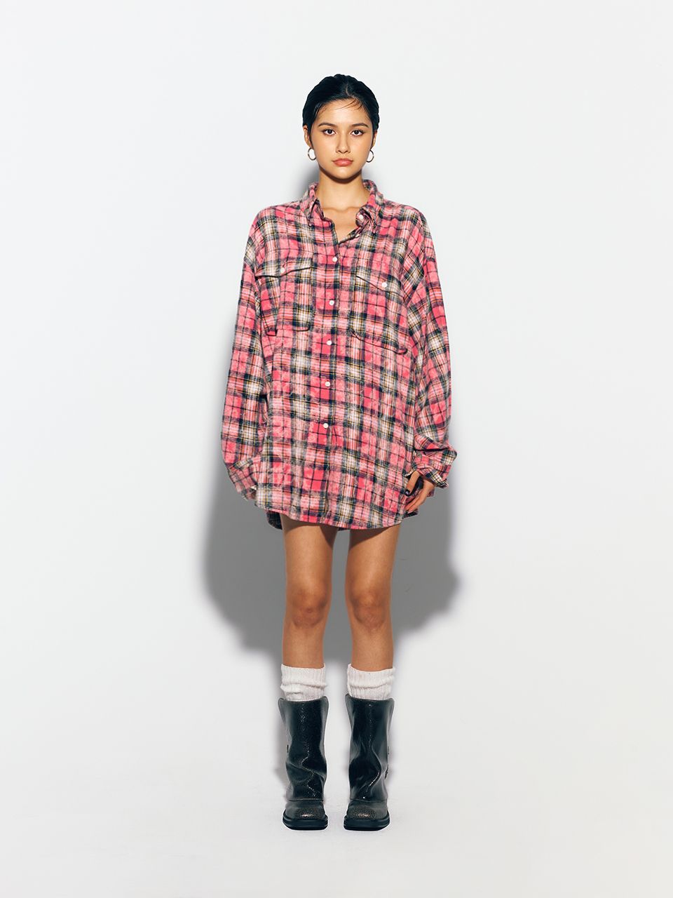 【as if calie】24FW DIRTYWASHING OVERFIT CHECK SHIRT asif CALIE | asif Calie 𝗗𝗜𝗥𝗧𝗬𝗪𝗔𝗦𝗛𝗜𝗡𝗚