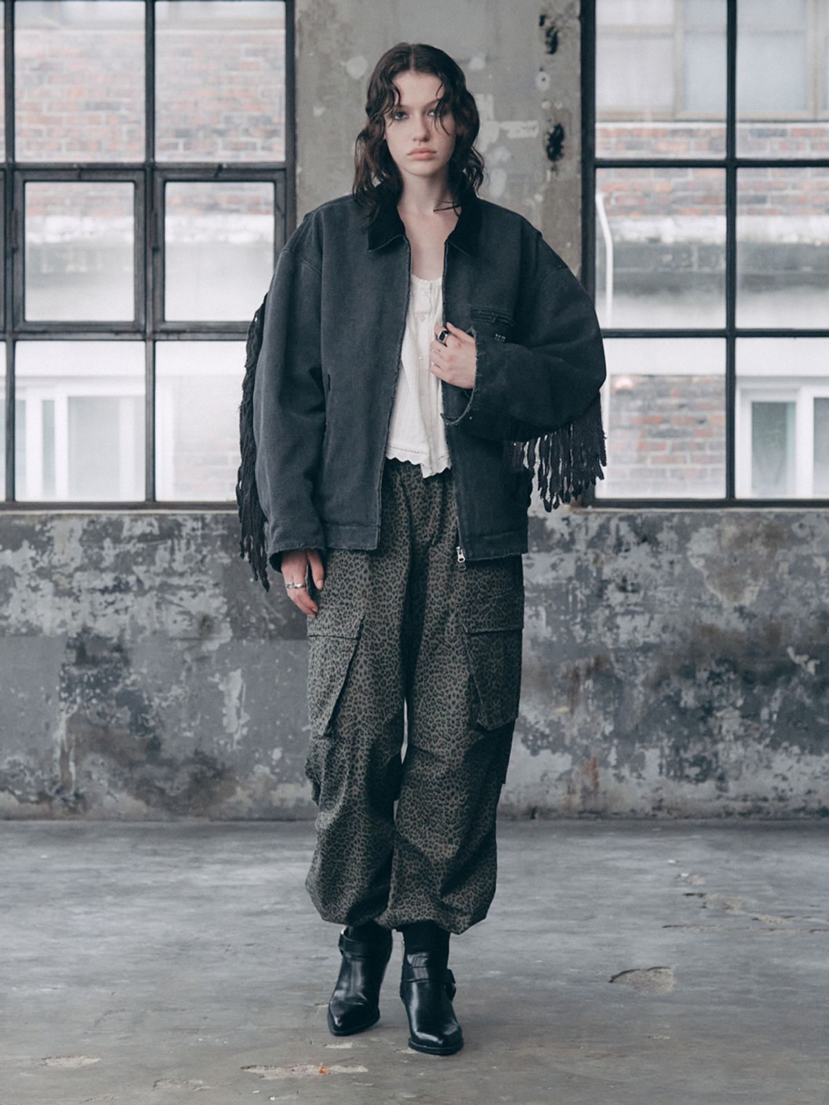 에즈이프 캘리(ASIF CALIE) FRINGE WORK JACKET BLACK