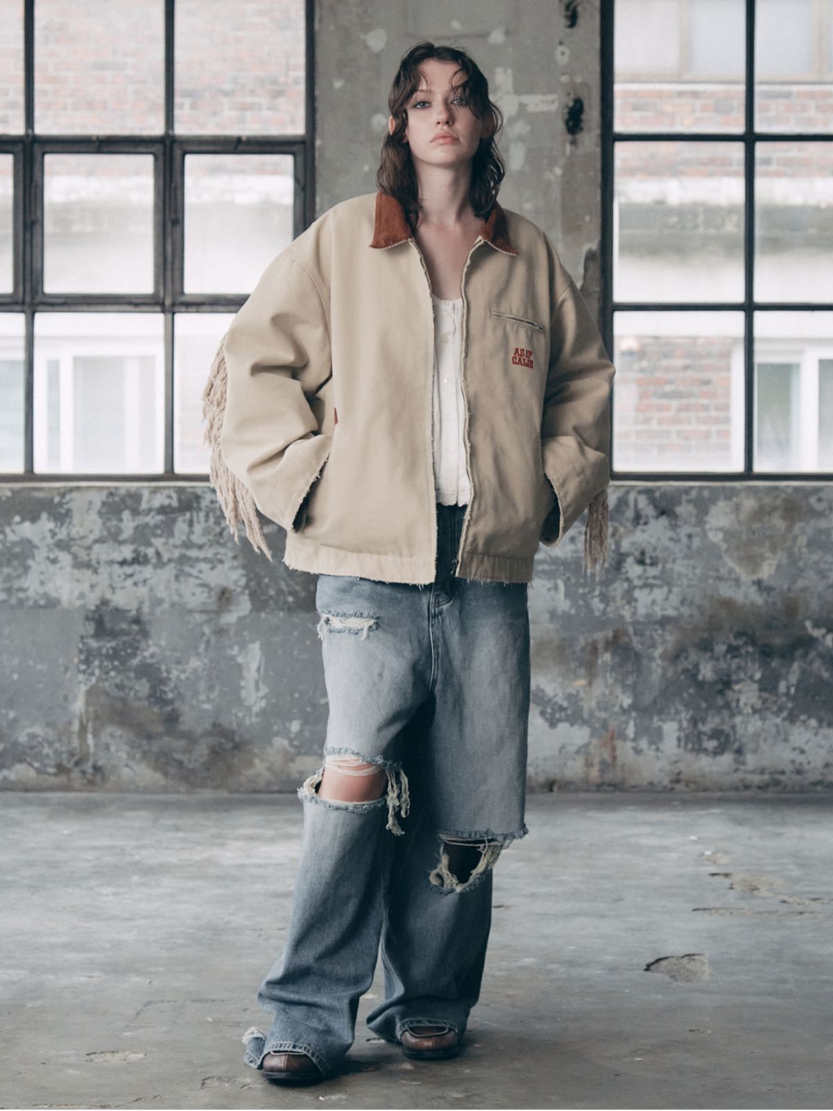 에즈이프 캘리(ASIF CALIE) FRINGE WORK JACKET BEIGE