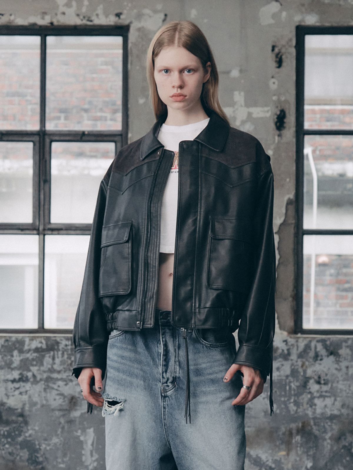 에즈이프 캘리(ASIF CALIE) TASSEL LEATHER JACKET BLACK