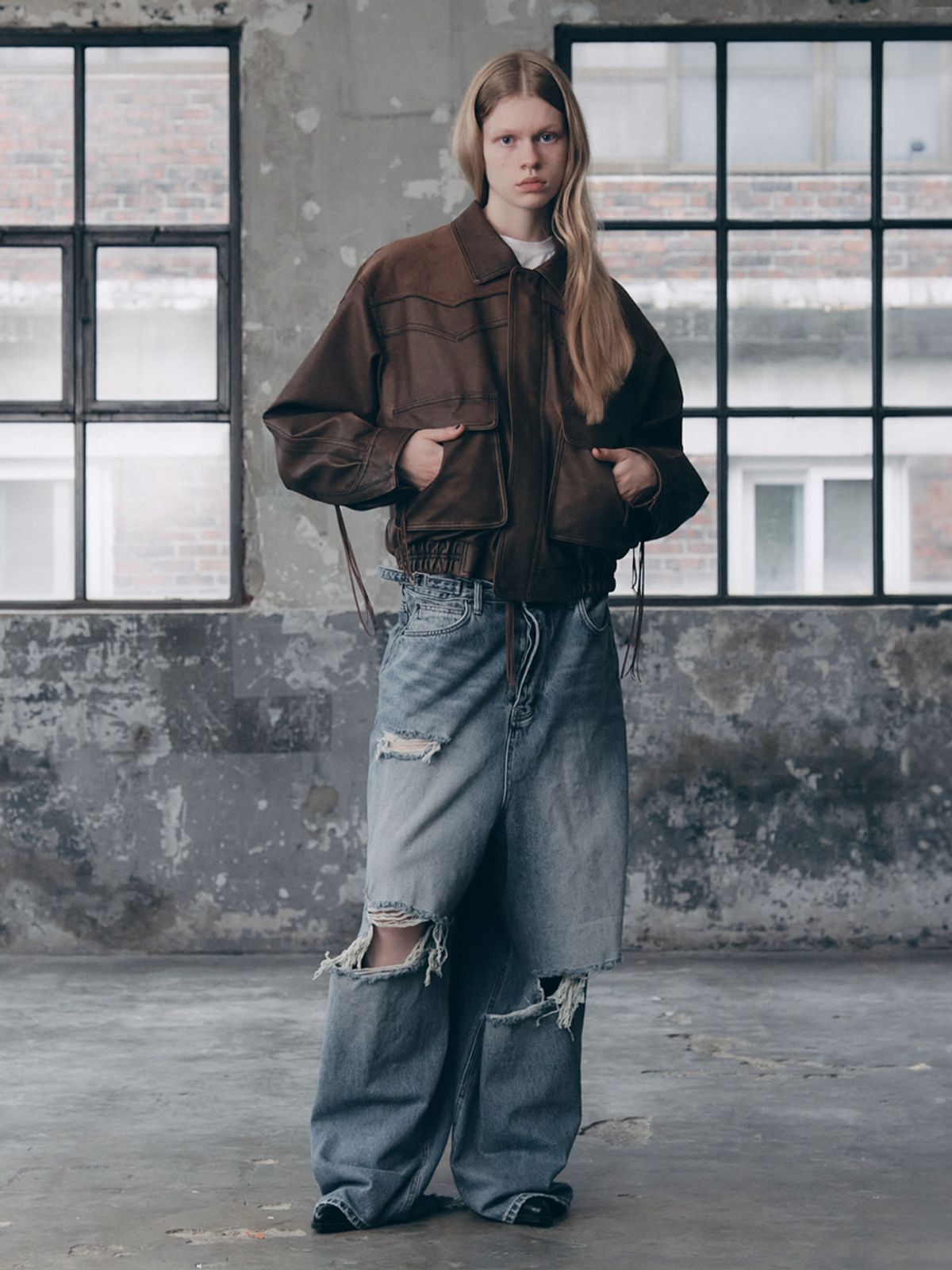 에즈이프 캘리(ASIF CALIE) TASSEL LEATHER JACKET BROWN