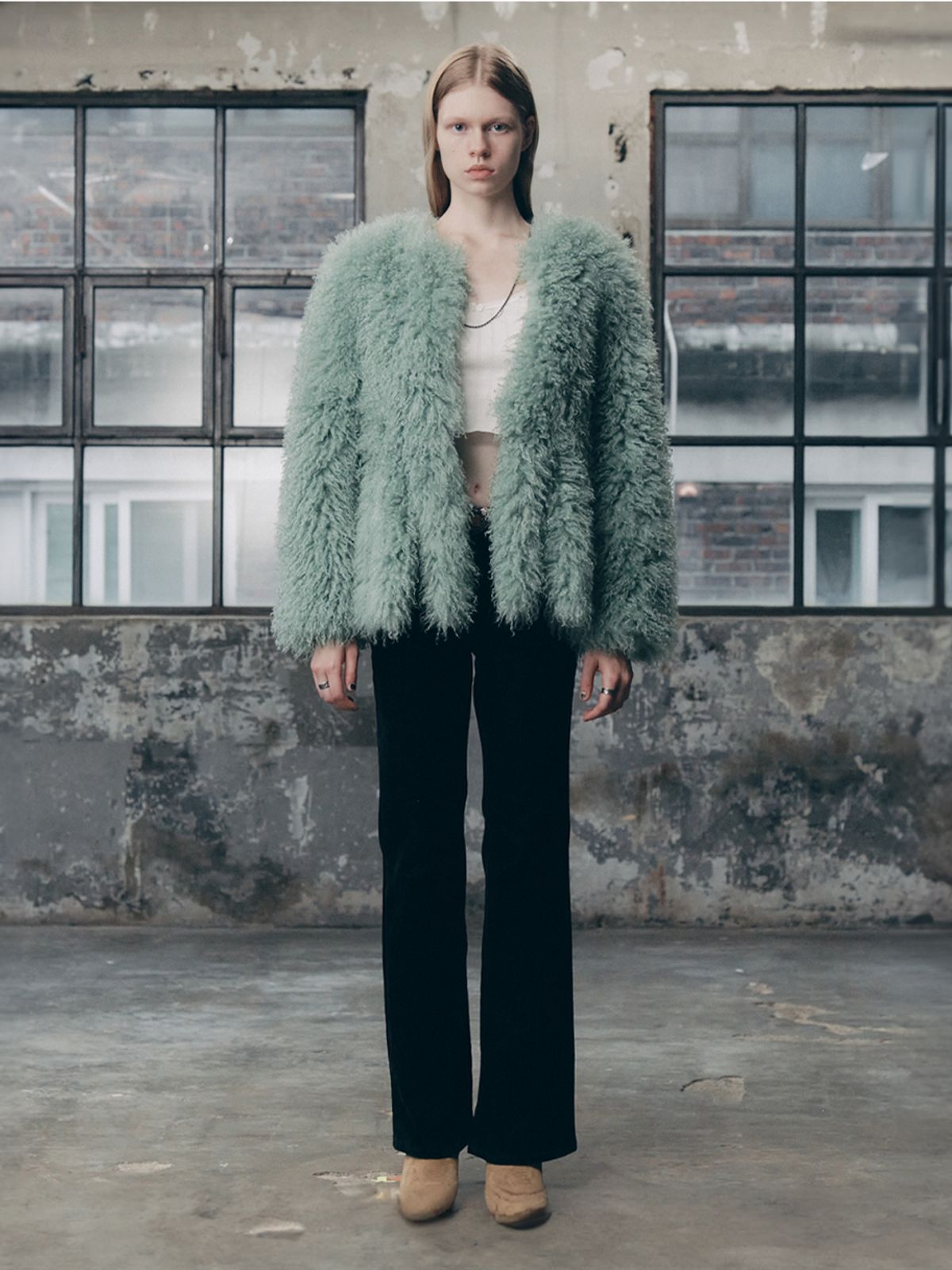 에즈이프 캘리(ASIF CALIE) TAIL POINT FUR JACKET MINT