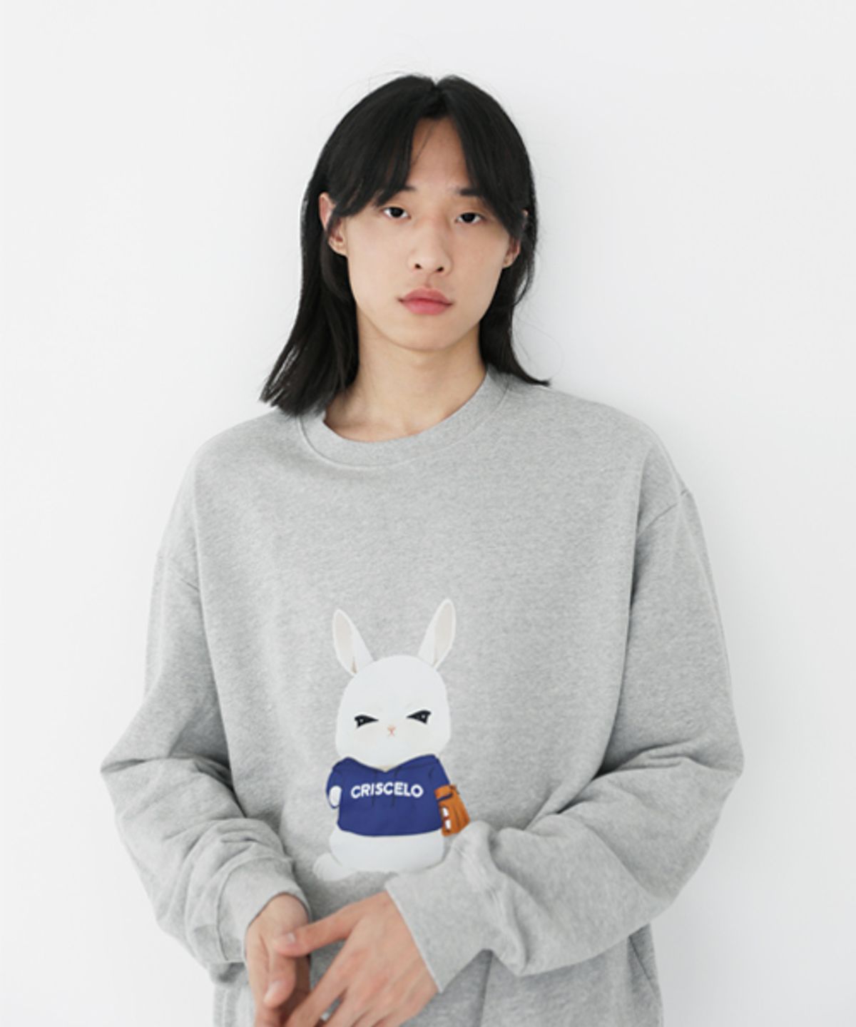 크리스첼로(CRISCELO) 레밍 오버핏  맨투맨 _그레이