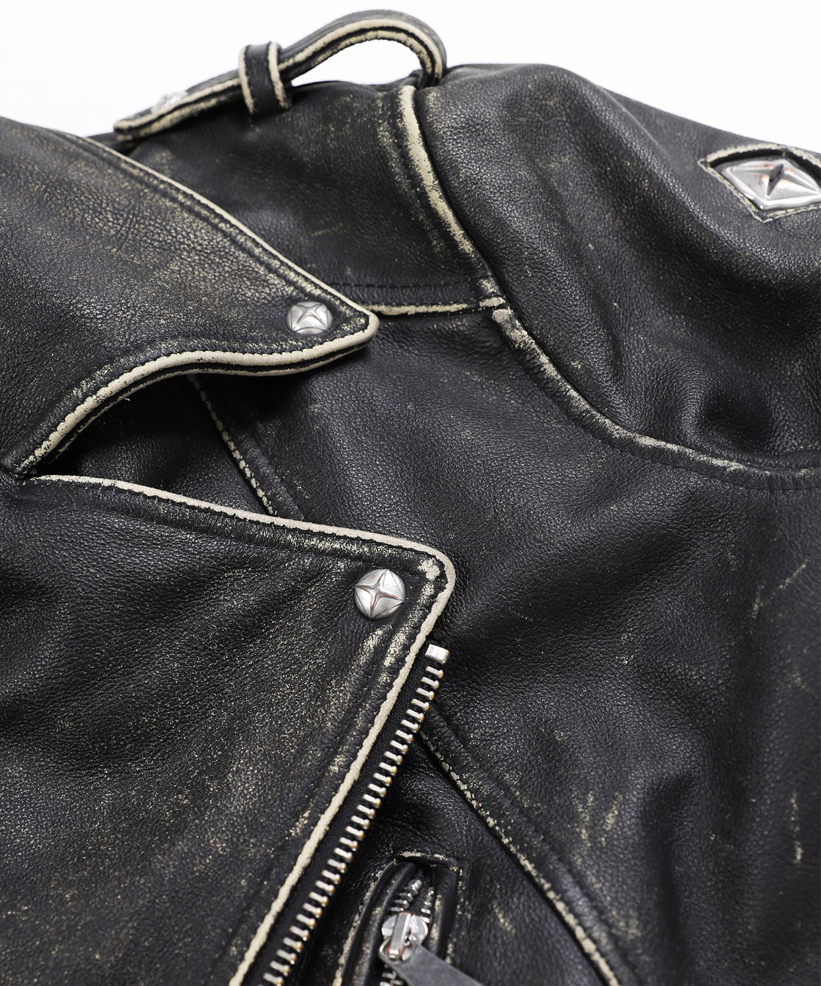 ★韓国人気★BADBLOOD★Crack Leather Biker Jacket MUSINSA | BADBLOOD Cracked Leather Biker Jacket - Smokey Black