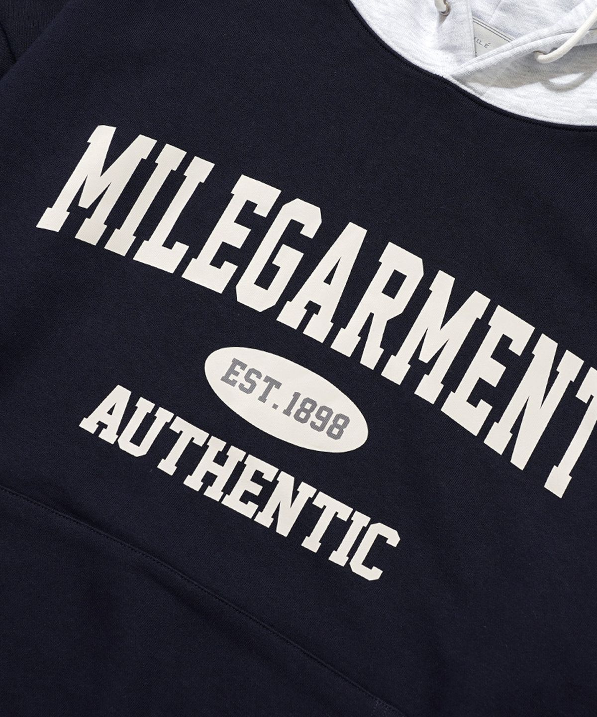 더마일(THEMILE) MILE GARMENTS MIX SWEAT HOODIE [NAVY]