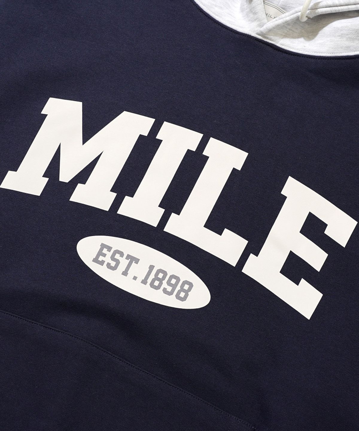 더마일(THEMILE) MILE EST MIX SWEAT HOODIE [NAVY]